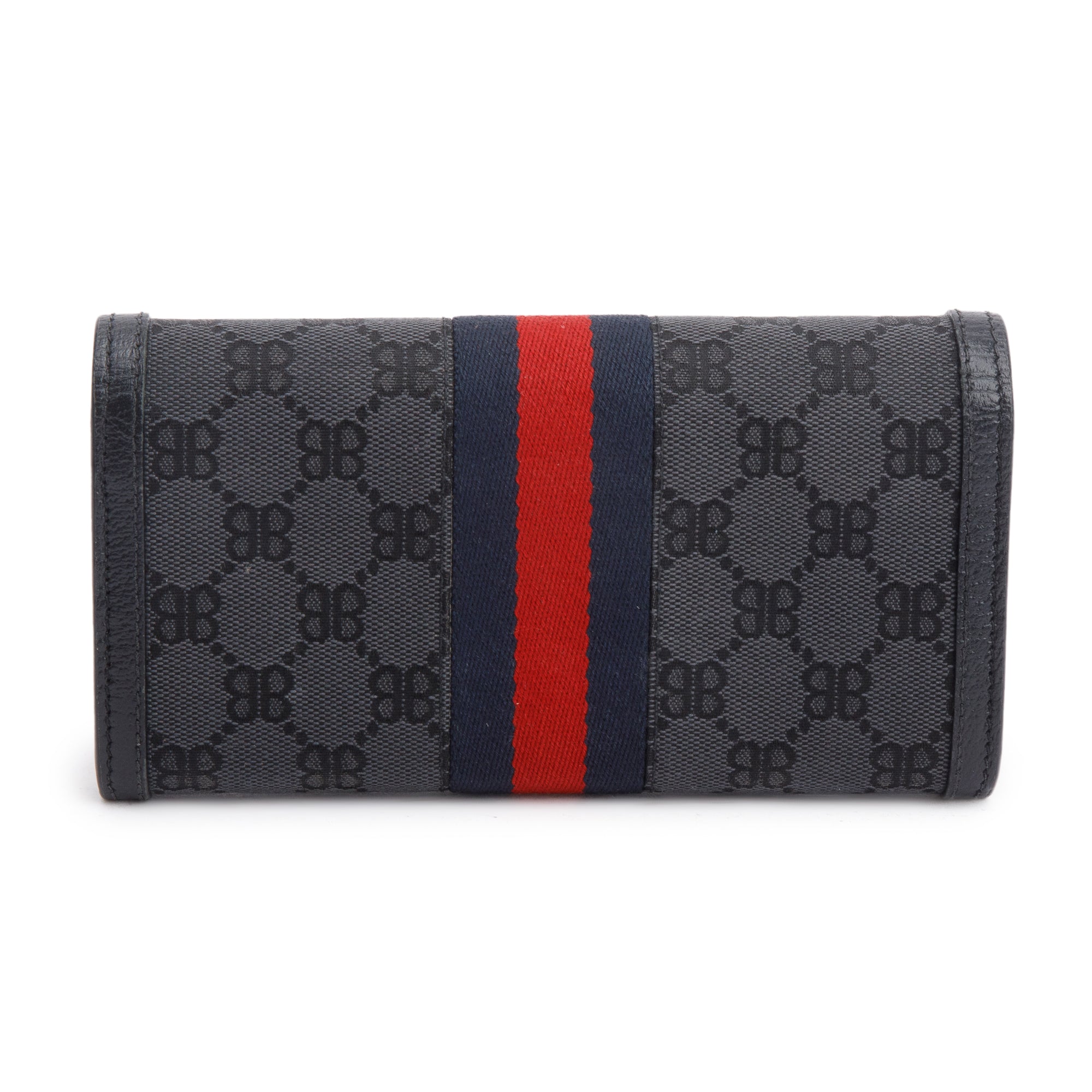 Balenciaga X Gucci The Hacker Project Black GG Canvas Web Continental Wallet w/ Box & Receipt