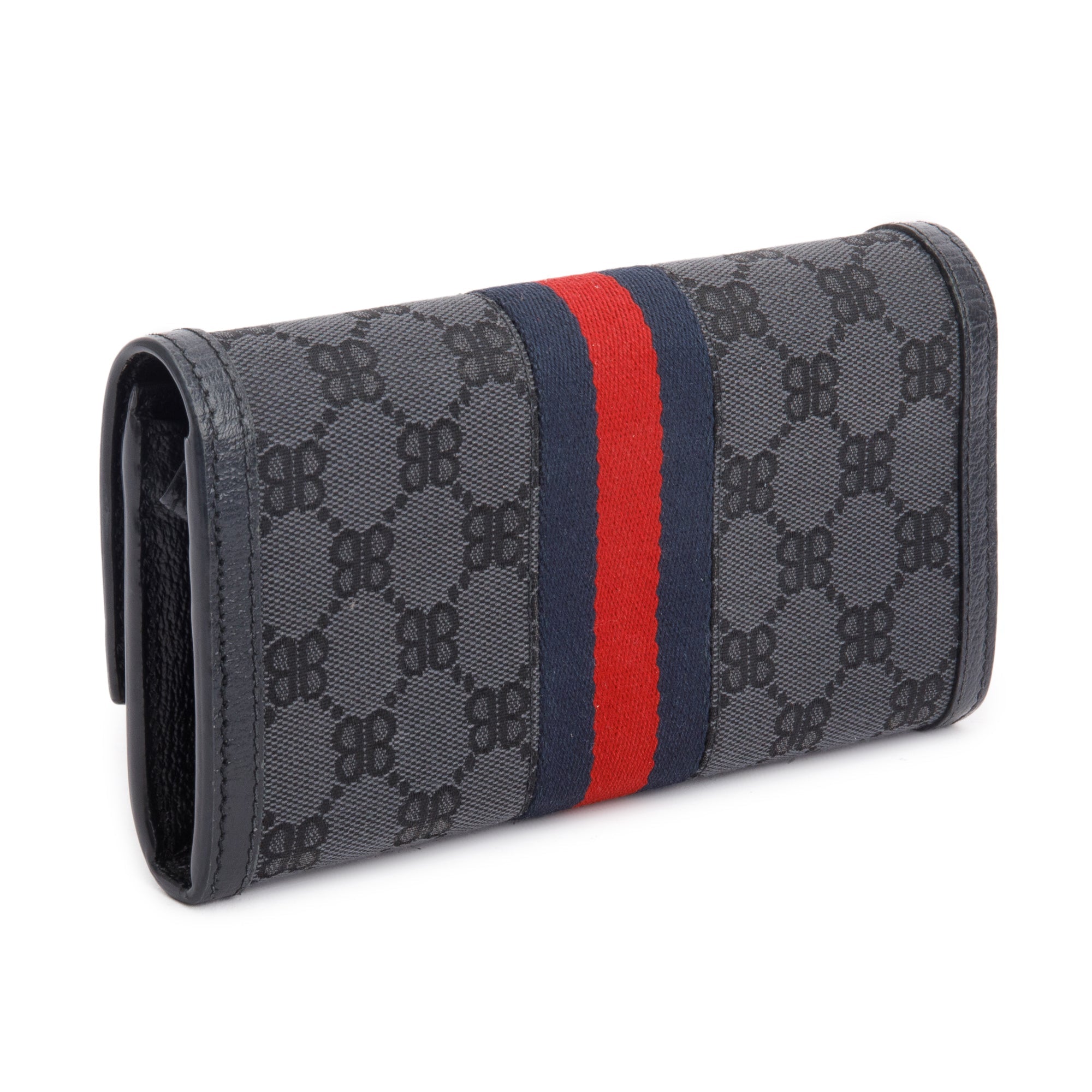 Balenciaga X Gucci The Hacker Project Black GG Canvas Web Continental Wallet w/ Box & Receipt