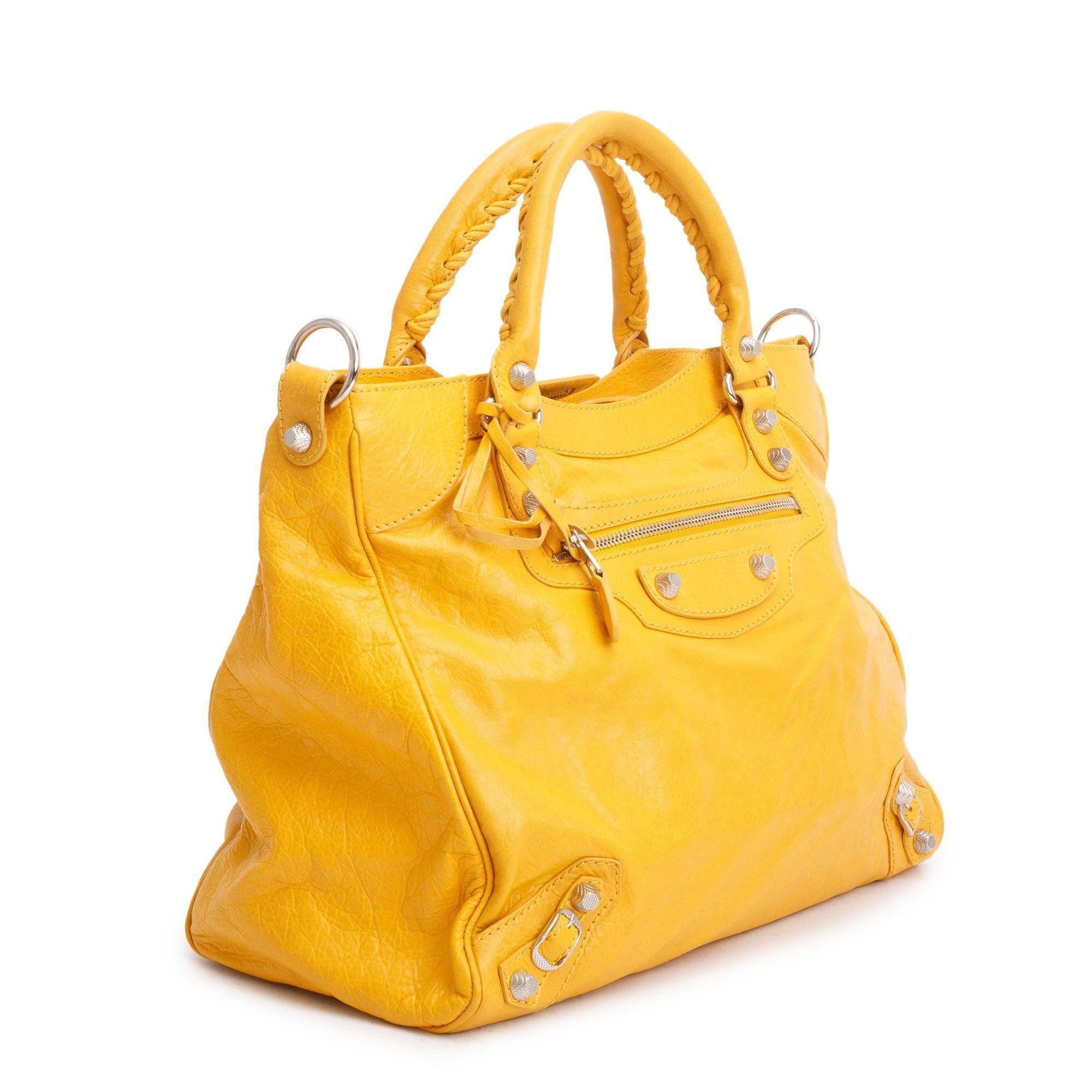 Balenciaga Yellow Agneau Leather Giant 12 Velo Bag