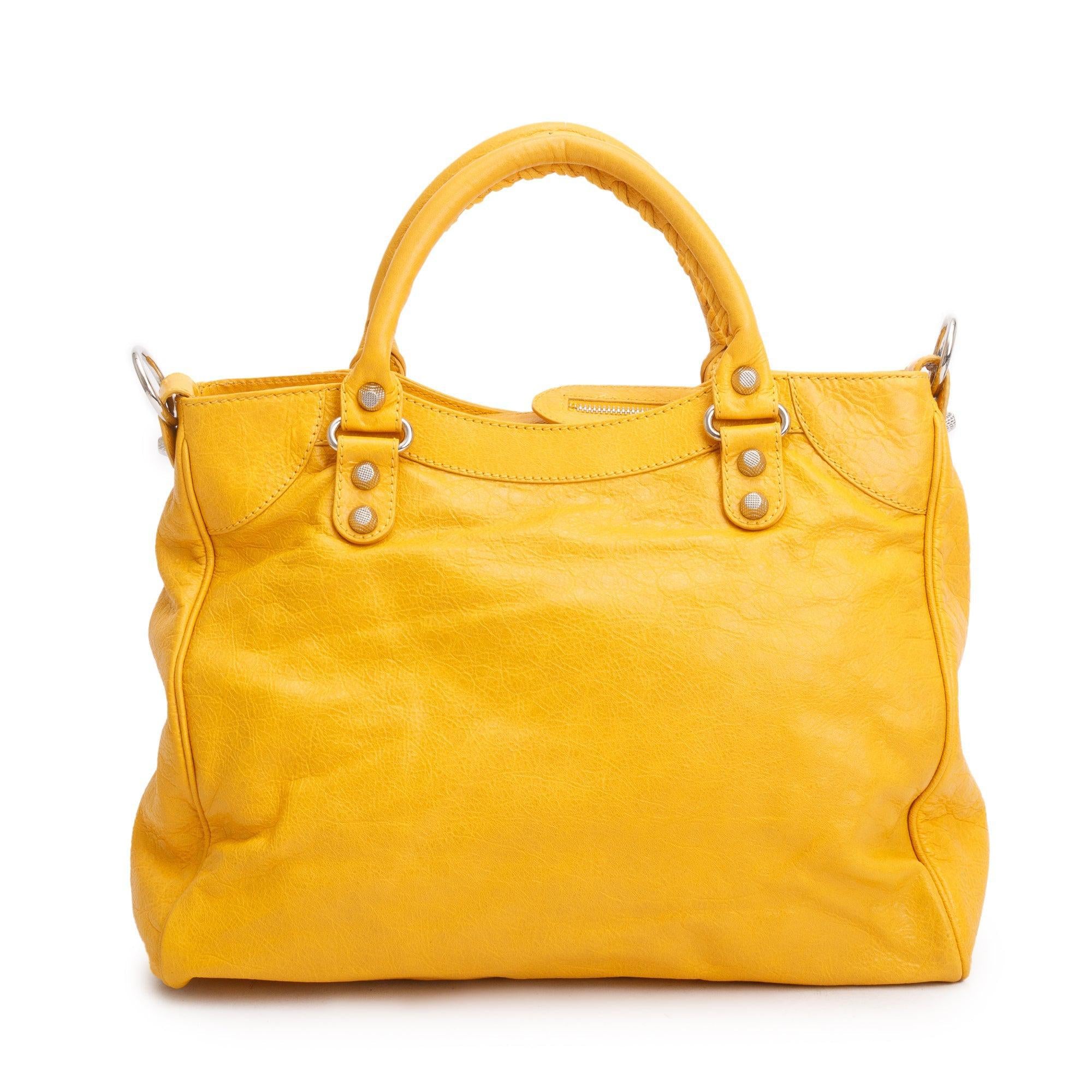 Balenciaga Yellow Agneau Leather Giant 12 Velo Bag