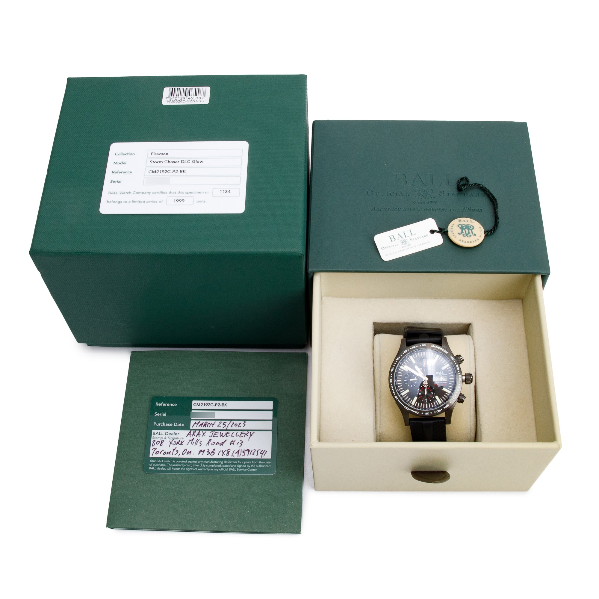 Ball 2023 Stainless Steel & Black DLC Fireman Storm Chaser 41 MM Automatic Chronograph Watch w/ Box & Papers