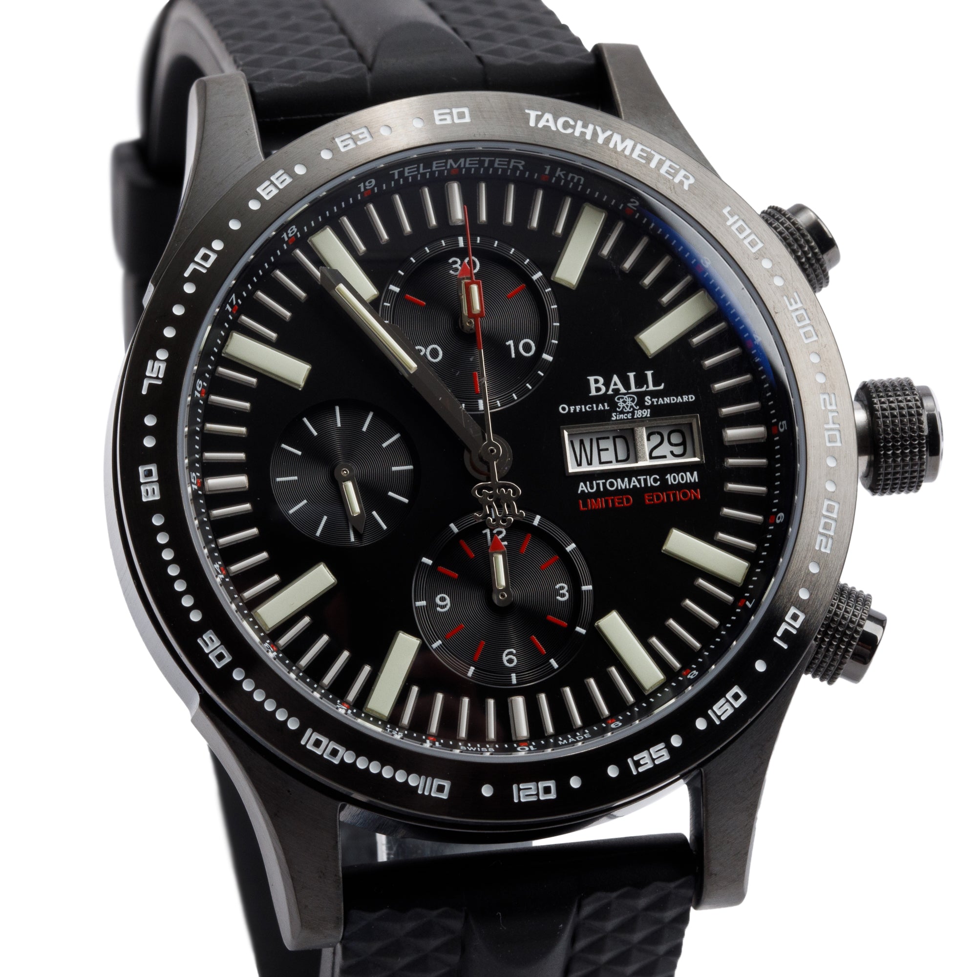 Ball 2023 Stainless Steel & Black DLC Fireman Storm Chaser 41 MM Automatic Chronograph Watch w/ Box & Papers