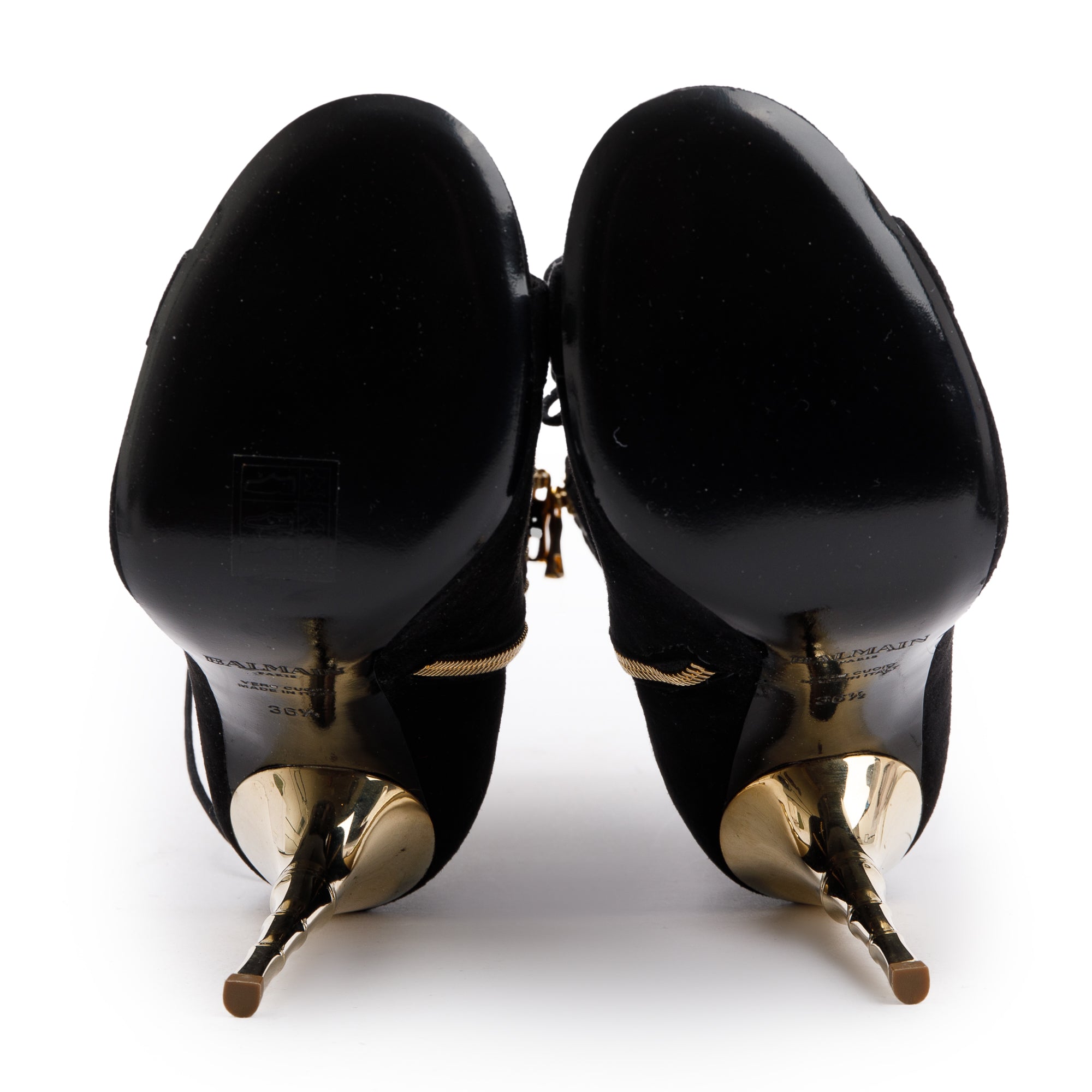 Balmain Black Suede Ava 176 Lace-Up Boots, Size 36.5 w/ Box