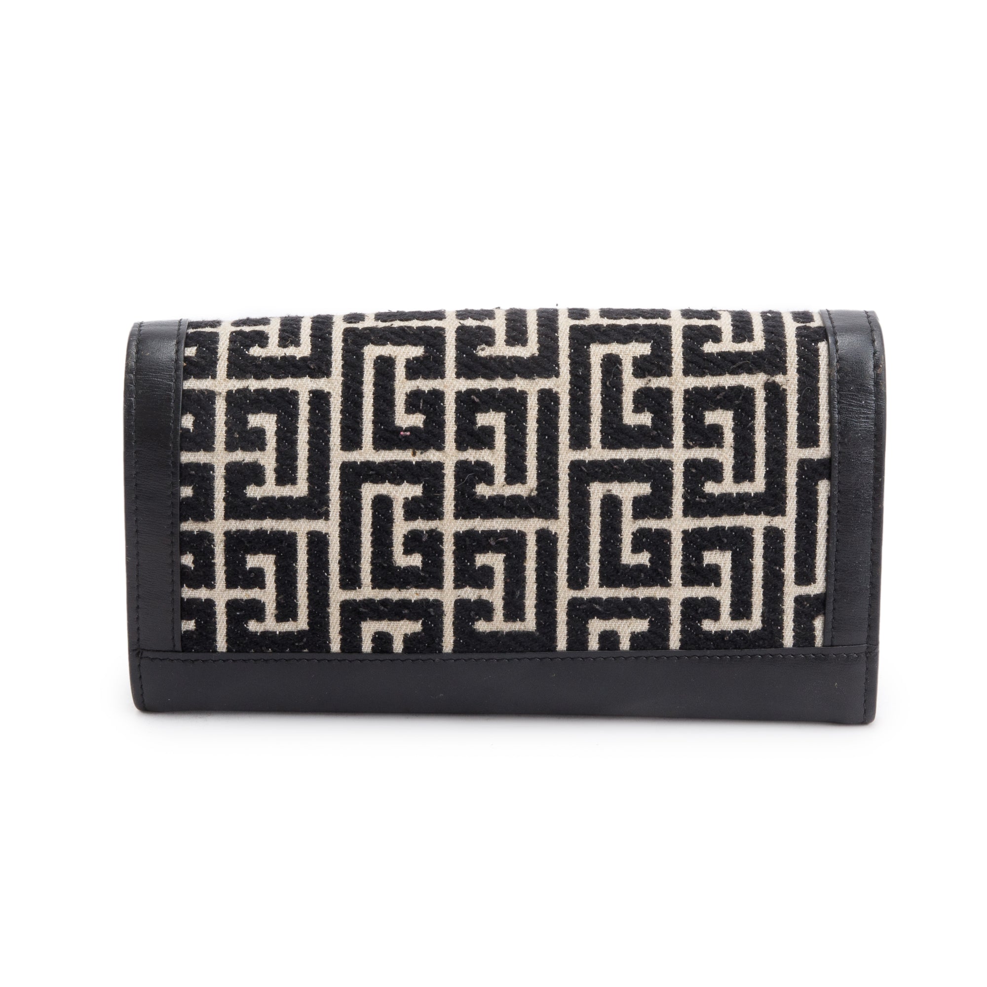 Balmain Jacquard & Black Leather 1945 Wallet on Chain