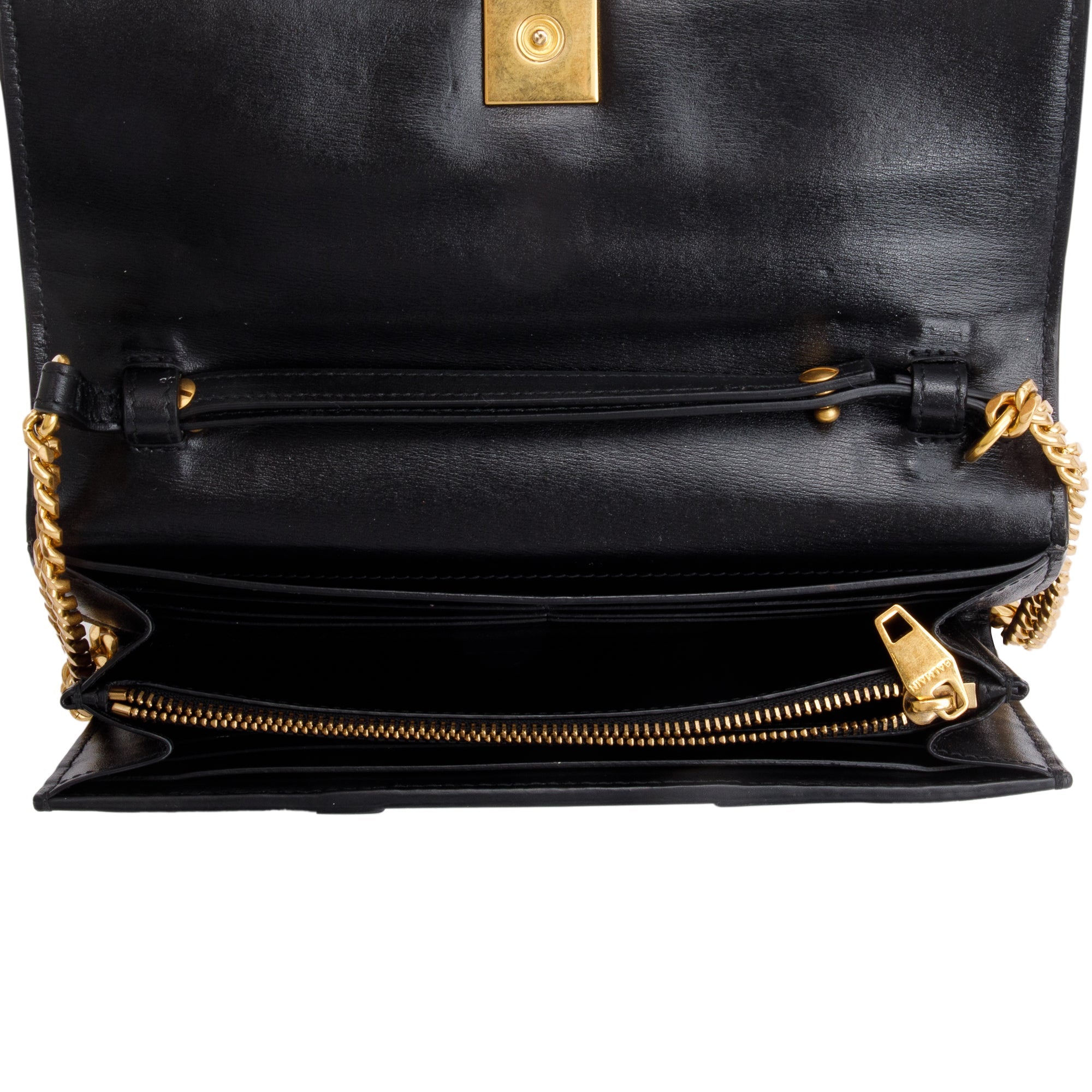 Balmain Jacquard & Black Leather 1945 Wallet on Chain
