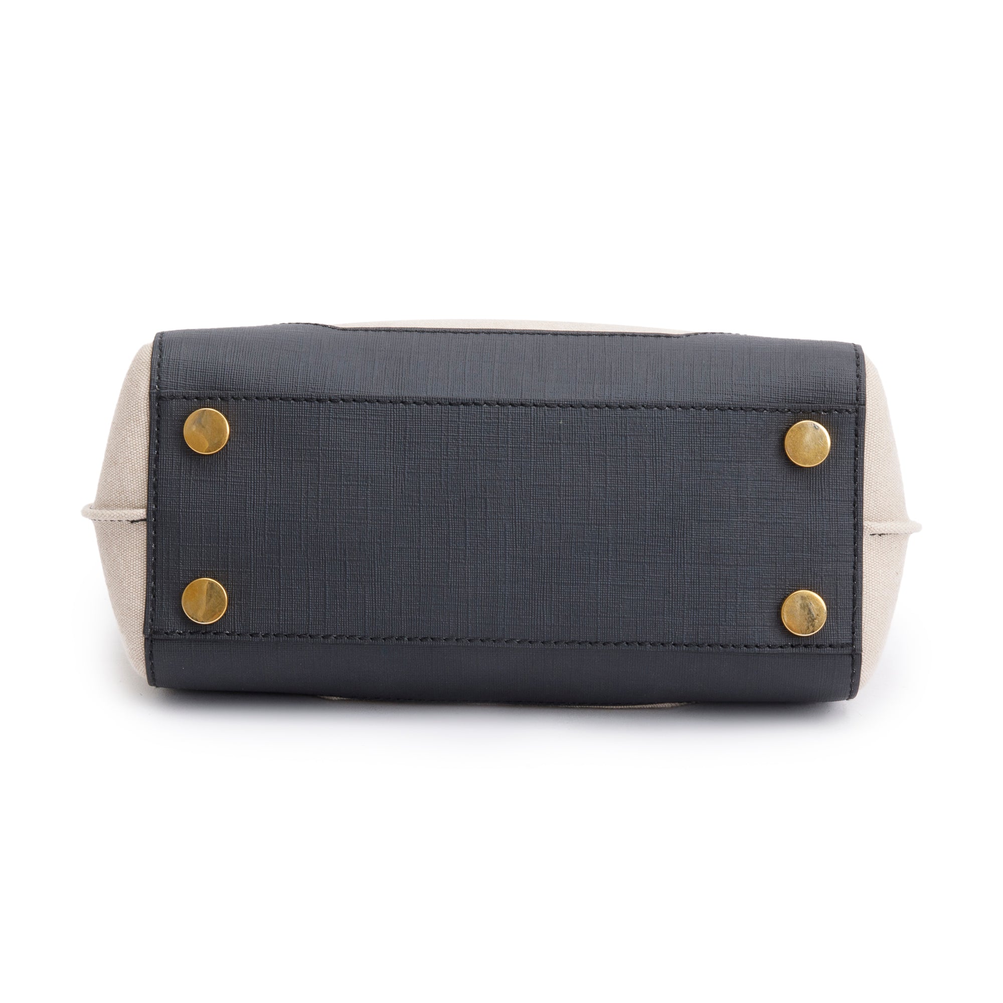 Balmain Neutral Canvas Black Leather Trimmed B-Buzz 23 Shoulder Bag w/ Strap