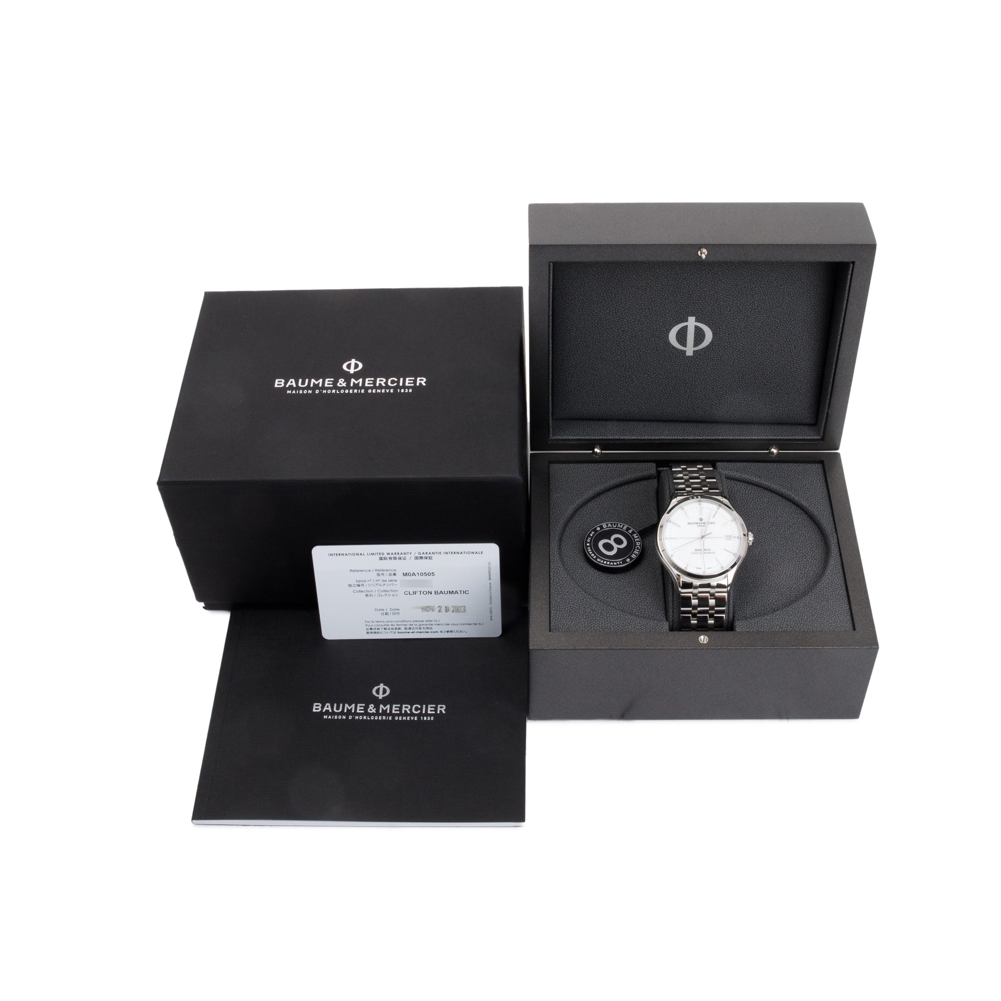 Baume & Mercier 2023 Stainless Steel Clifton 40 MM Automatic Watch w/ Box & Papers