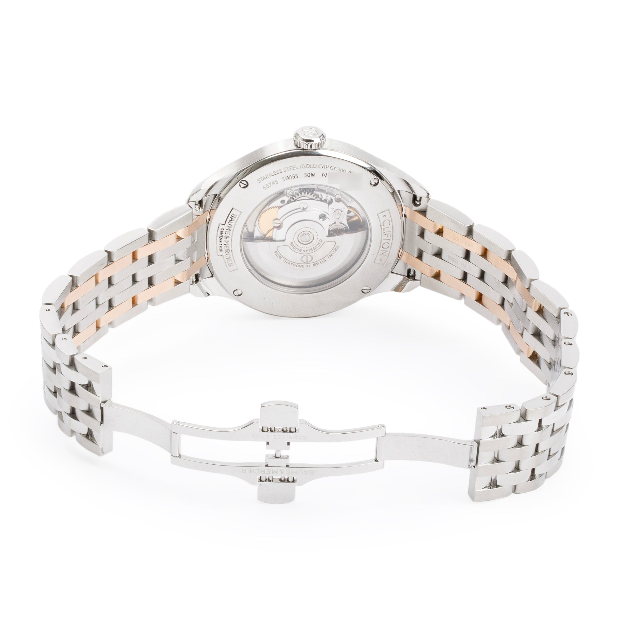 Baume & Mercier Rose Gold-Plated & Stainless Steel Clifton 41 MM Automatic Watch w/ Box & Papers