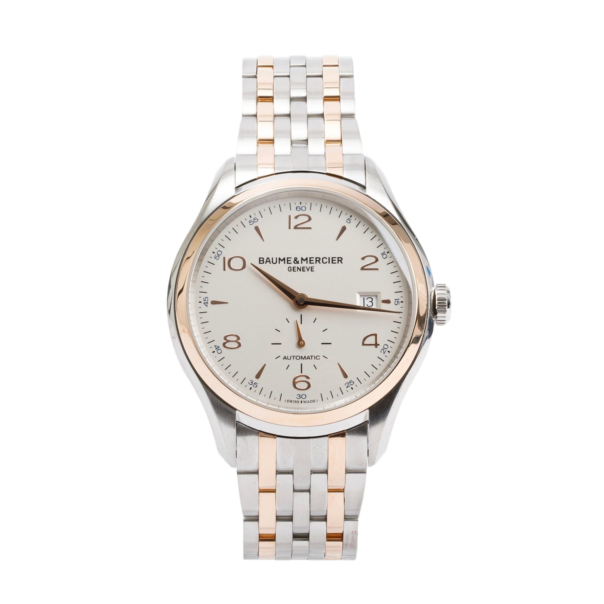 Baume & Mercier Rose Gold-Plated & Stainless Steel Clifton 41 MM Automatic Watch w/ Box & Papers