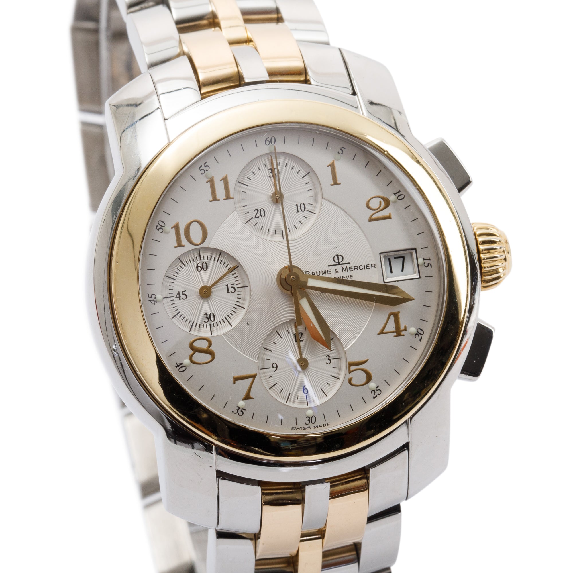 Baume & Mercier Stainless Steel & 18k Yellow Gold Capeland 39 mm Chronograph Automatic Watch w/ Box & Papers