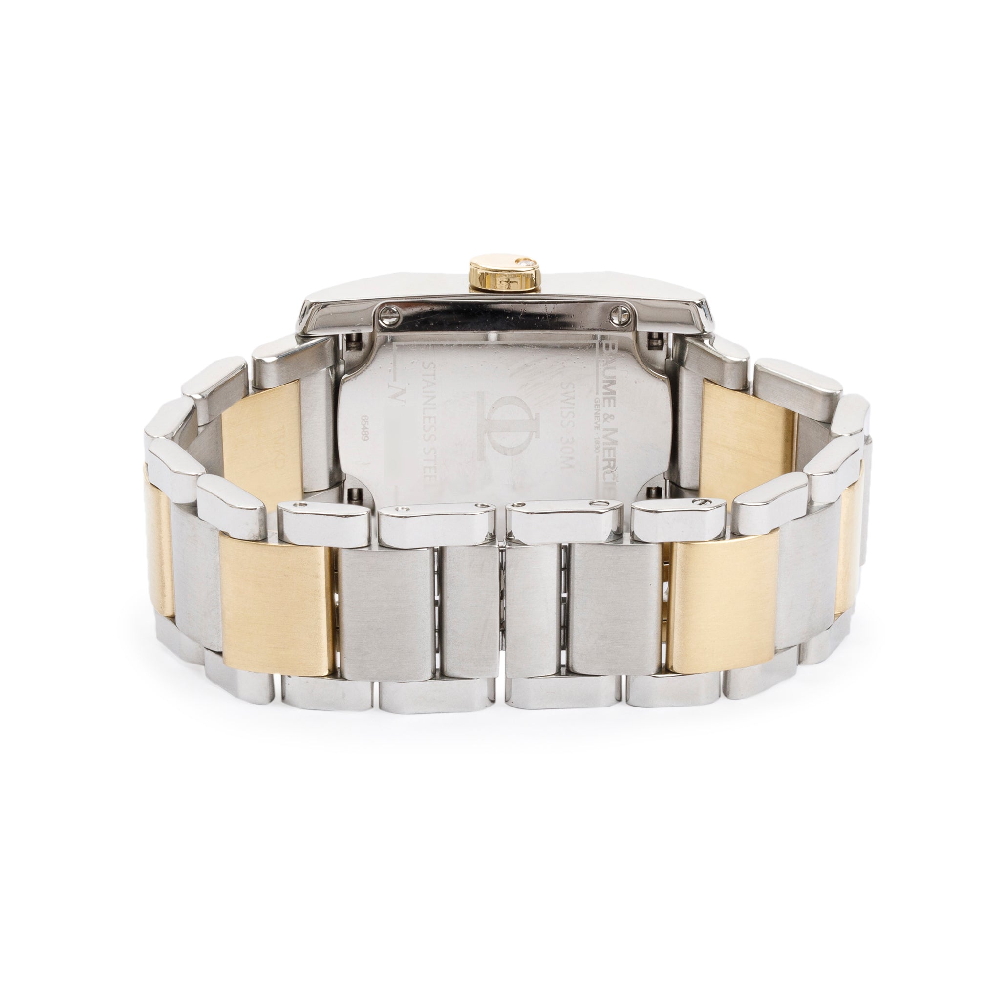 Baume & Mercier Stainless Steel & 18k Yellow Gold Mother Of Pearl Diamant Watch w/ Box