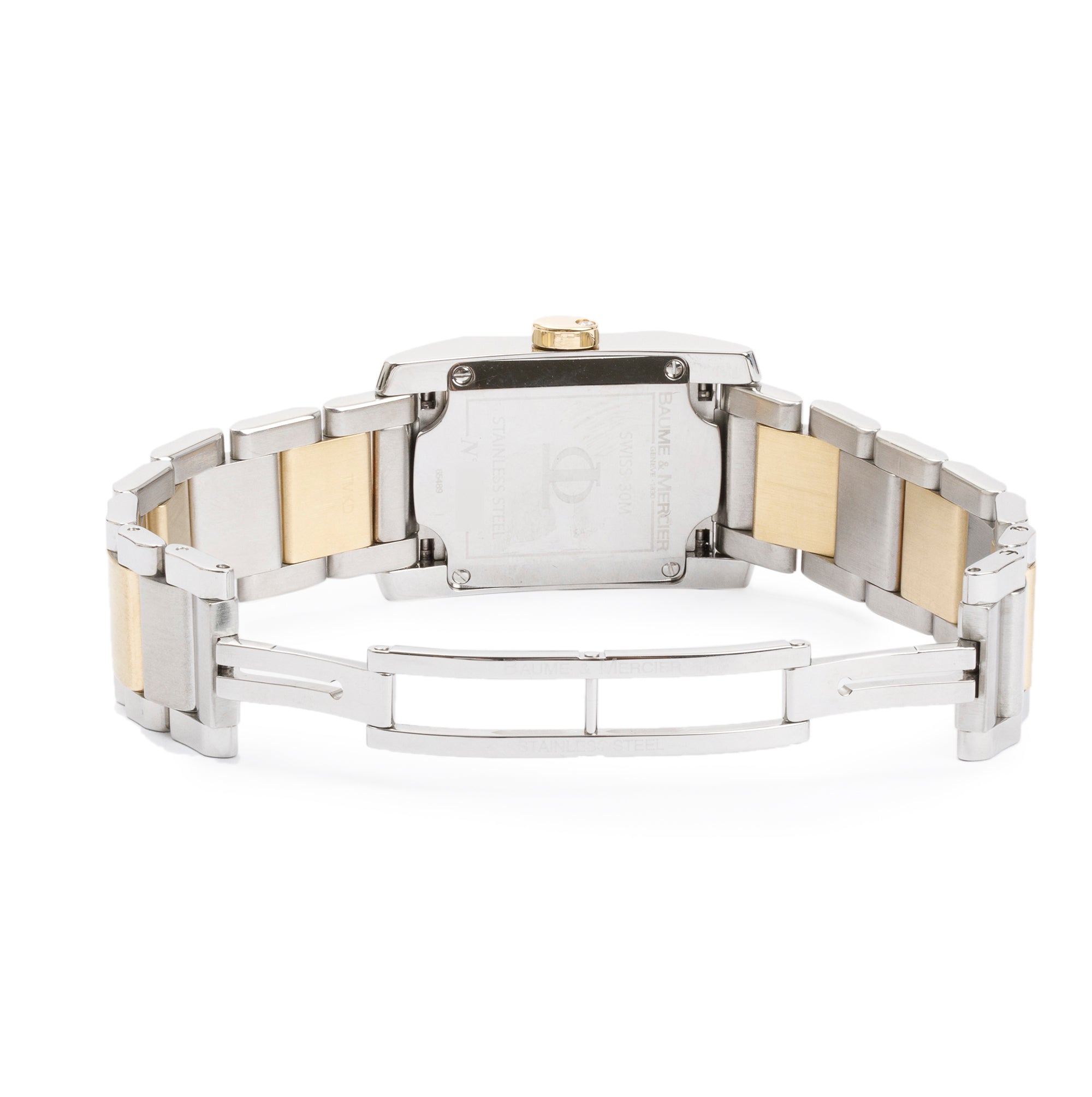 Baume & Mercier Stainless Steel & 18k Yellow Gold Mother Of Pearl Diamant Watch w/ Box