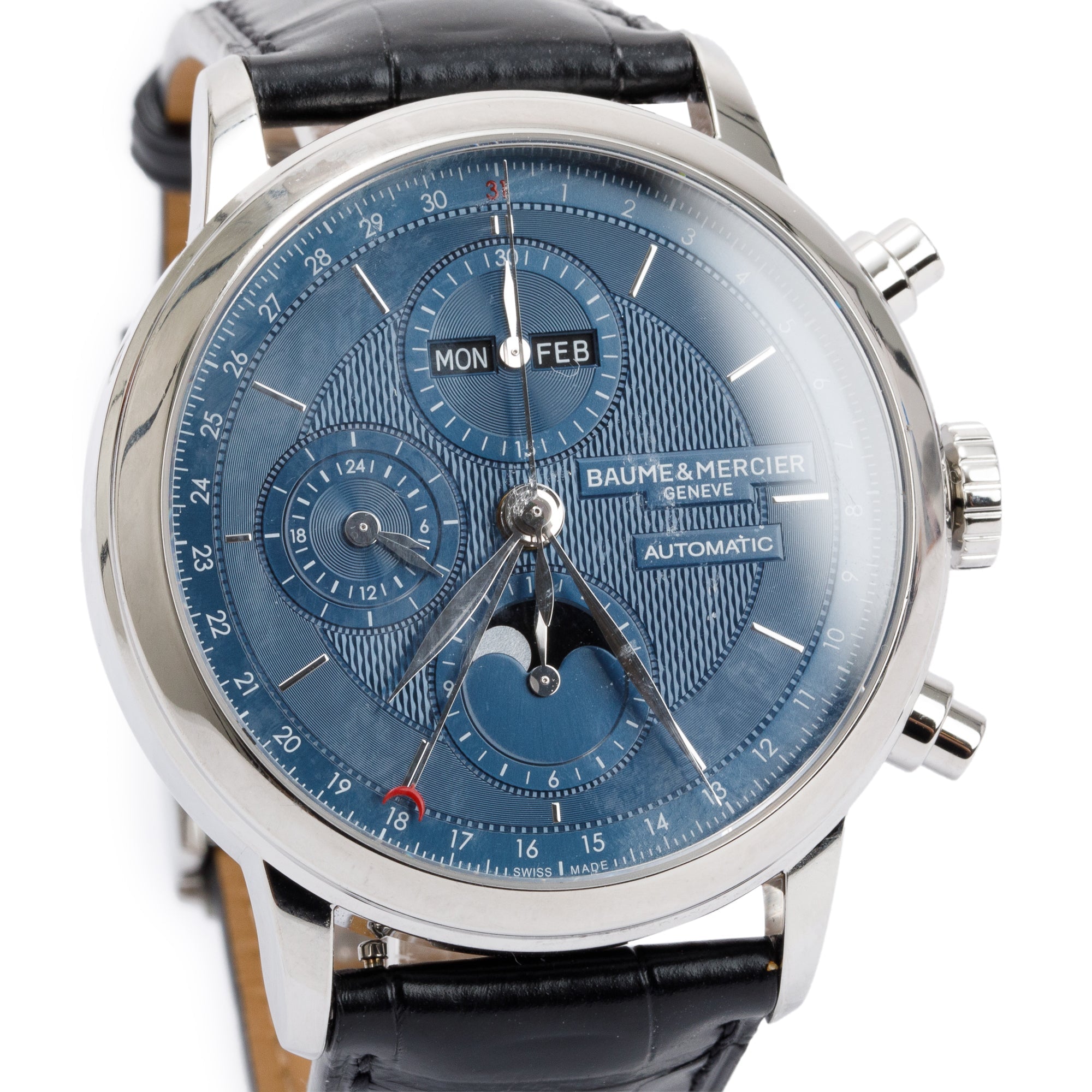 Baume & Mercier Stainless Steel Classima 42 MM Chronograph Moonphase Automatic Watch w/ Box & Papers