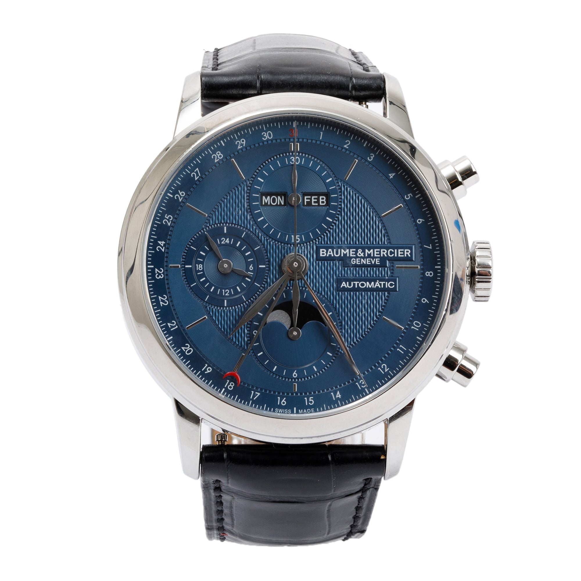 Baume & Mercier Stainless Steel Classima 42 MM Chronograph Moonphase Automatic Watch w/ Box & Papers