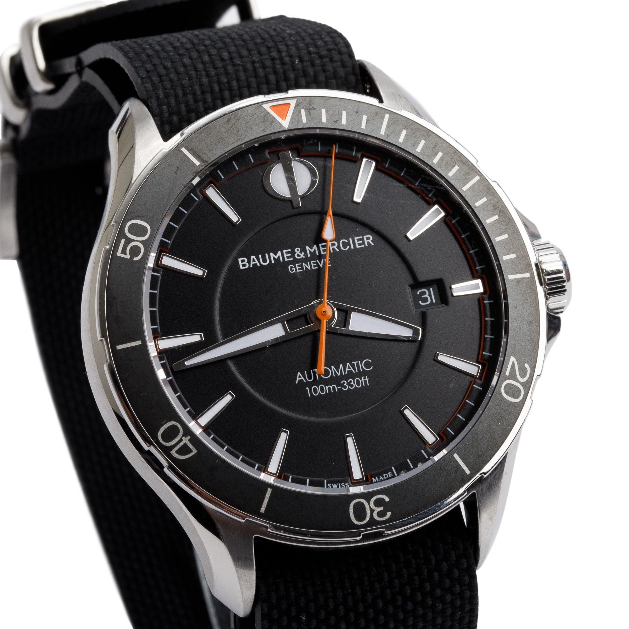 Baume & Mercier Stainless Steel Clifton 42 MM Automatic Watch 10338 w/ Box & Papers