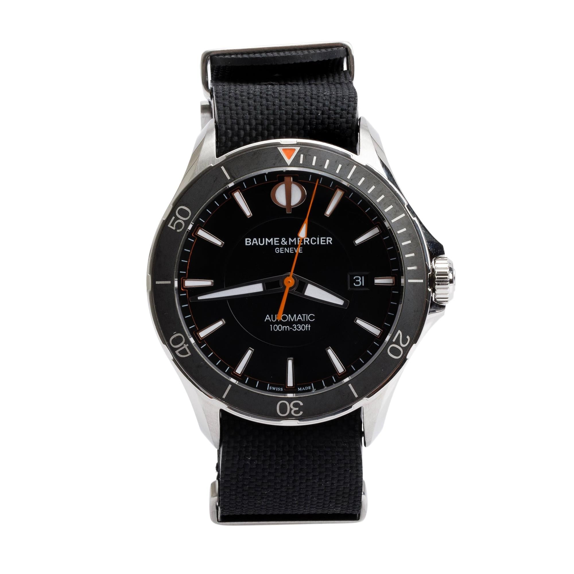 Baume & Mercier Stainless Steel Clifton 42 MM Automatic Watch 10338 w/ Box & Papers