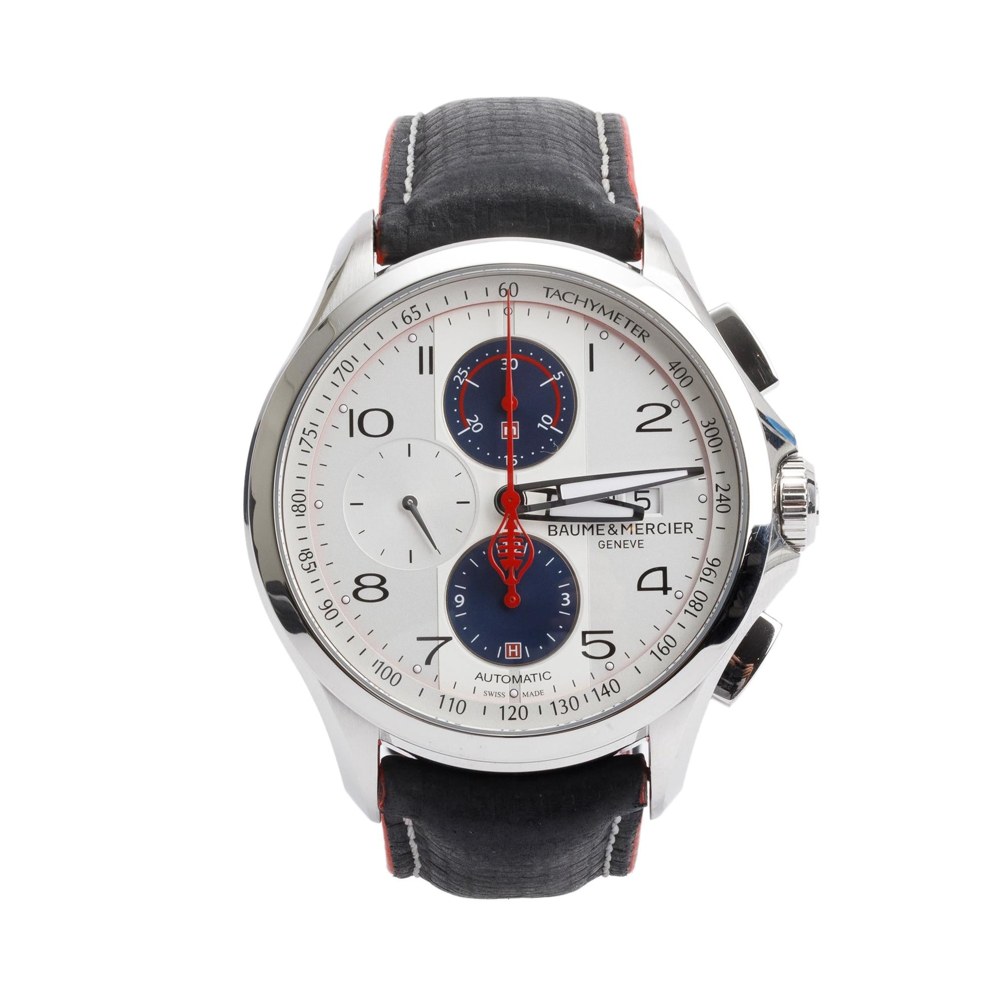 Baume & Mercier Stainless Steel Clifton Club Shelby Cobra Limited Edition 44 MM Chronograph Automatic Watch w/ Box & Papers