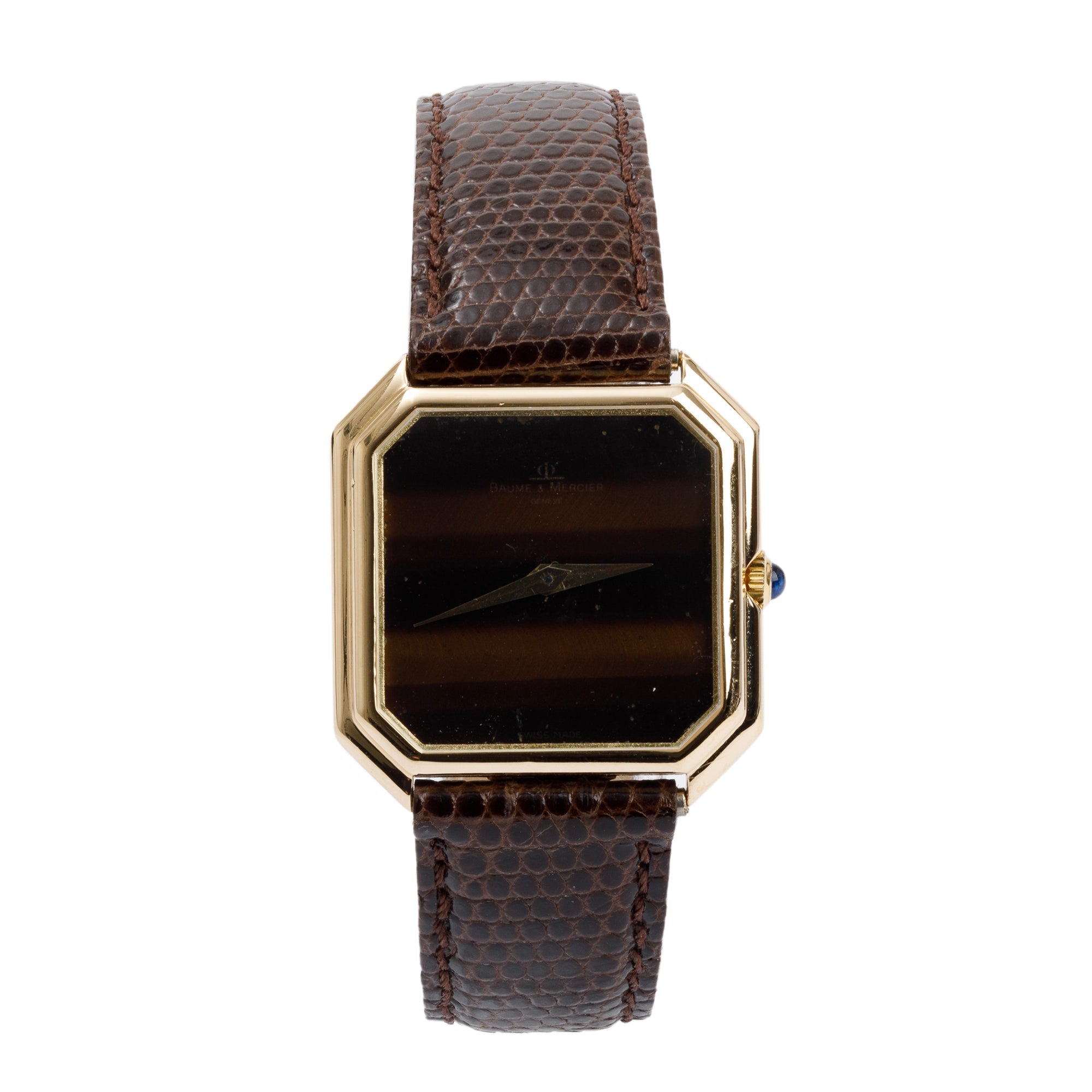 Baume & Mercier Vintage 14k Yellow Gold Tiger's Eye Dial 27 MM Watch