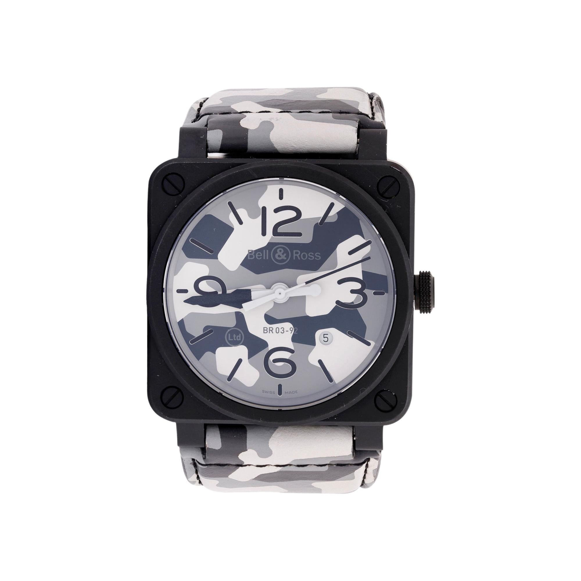 Bell & Ross Limited Edition BR 03-92 White Camo 42MM Watch w/ Box & Papers