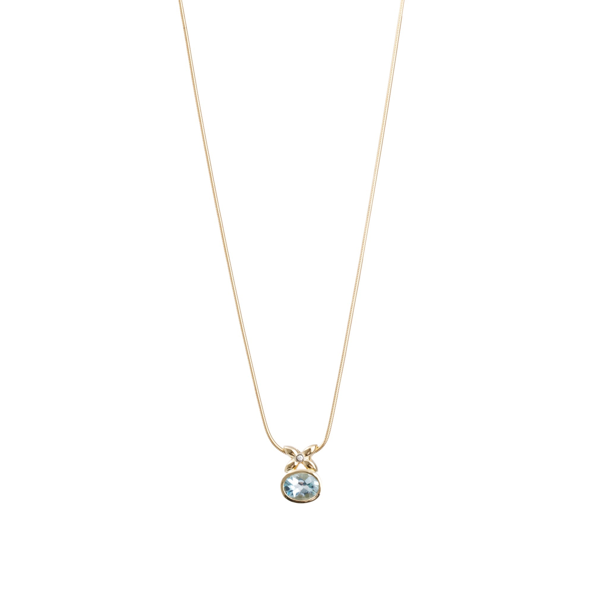 Birks 18k Gold Blue Topaz & Diamond Pendant Necklace