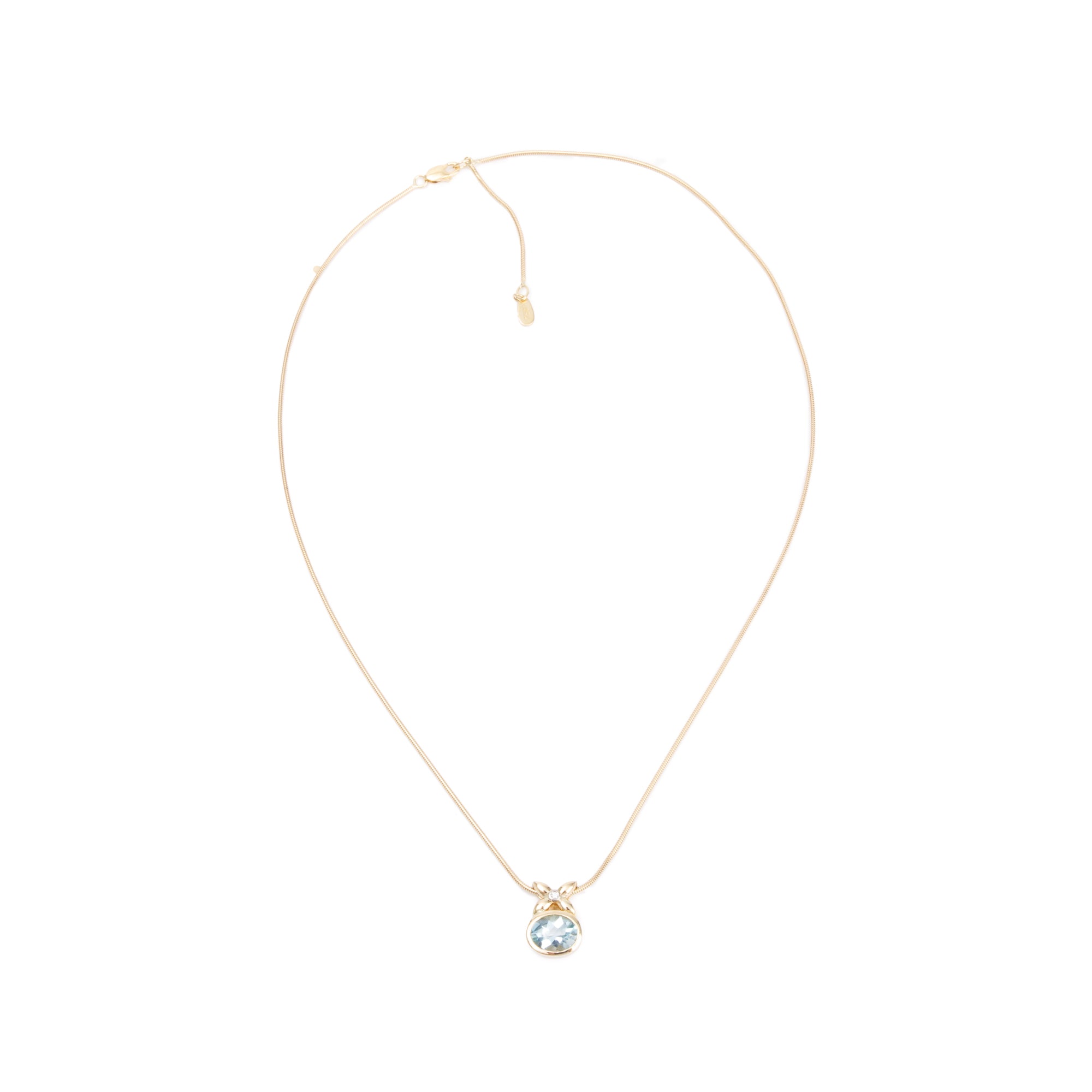 Birks 18k Gold Blue Topaz & Diamond Pendant Necklace