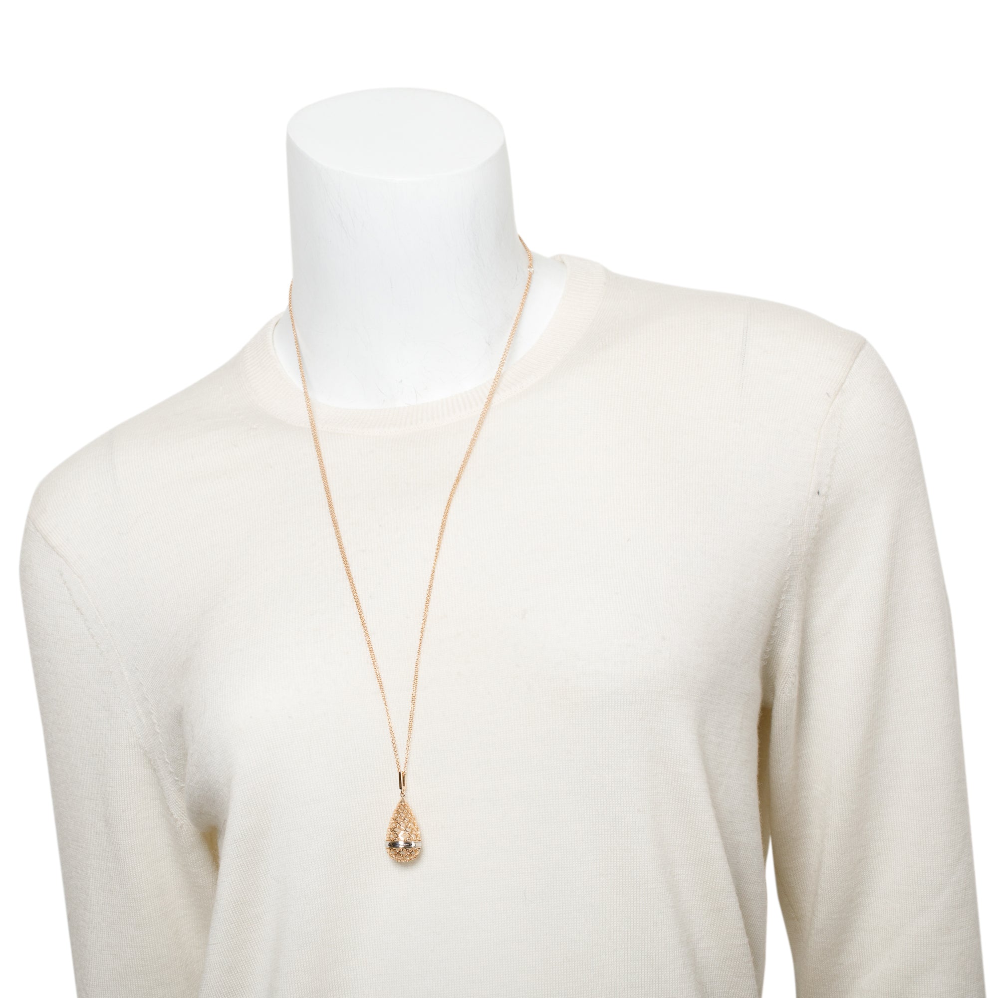 Birks 18k Rose & White Gold Cage Pendant Necklace w/ Box