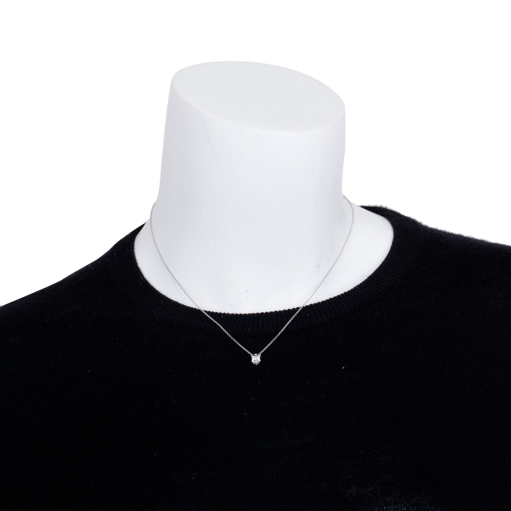 Birks 18k White Gold 0.58 ct. Princess Cut Diamond Pendant Necklace