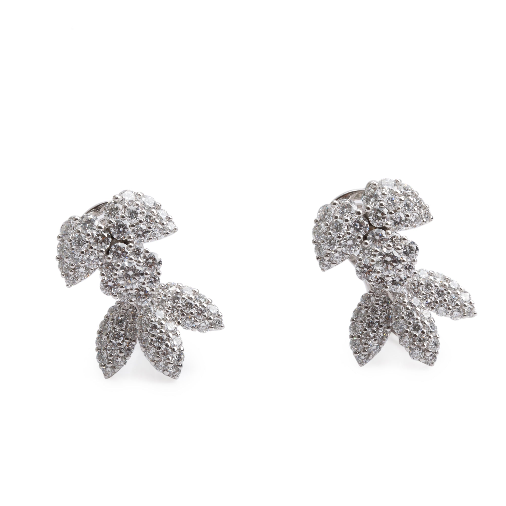 Birks 18k White Gold 2.22 tcw Diamond Cluster Earrings w/ Box