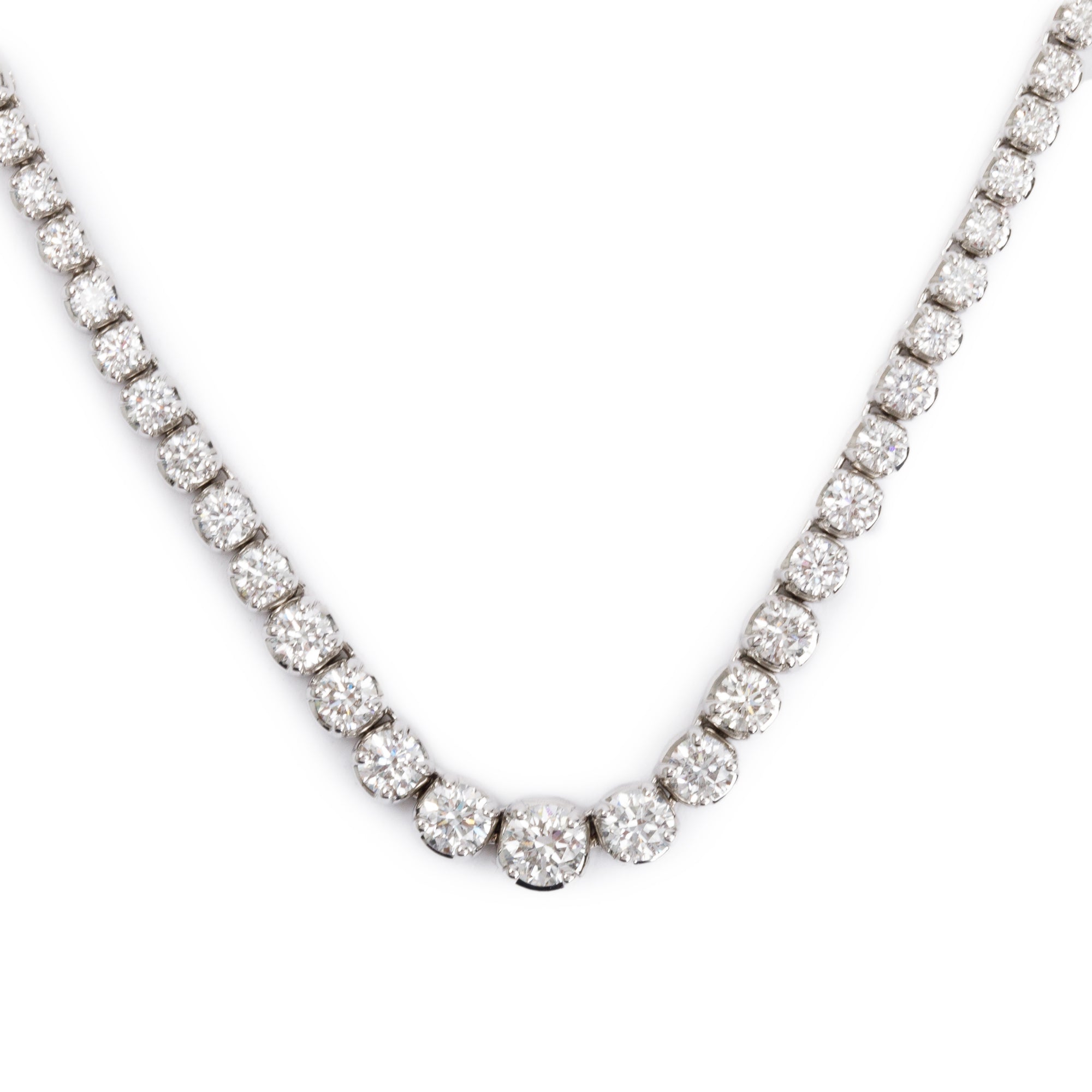 Birks 18k White Gold 5.00 ct. Graduated Diamond Tennis Necklace w/ Box & Receipt