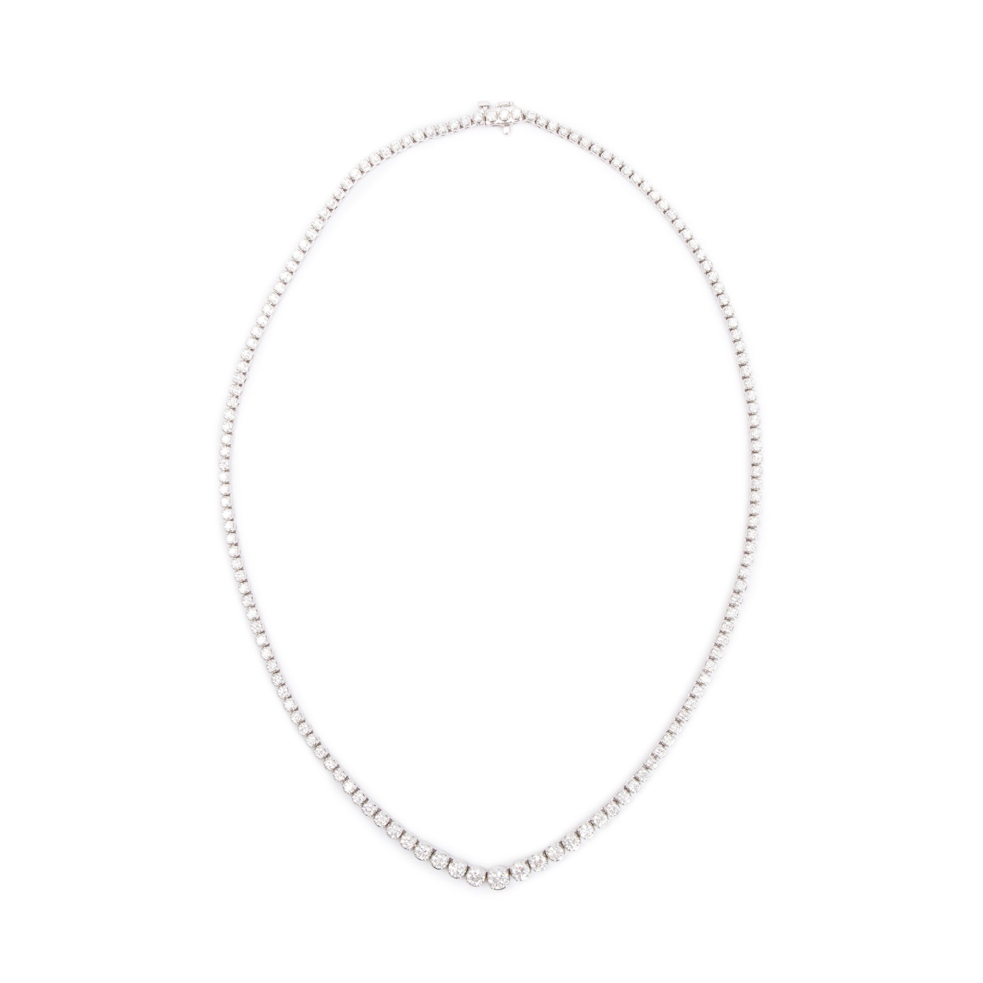 Birks 18k White Gold 5.00 ct. Graduated Diamond Tennis Necklace w/ Box & Receipt