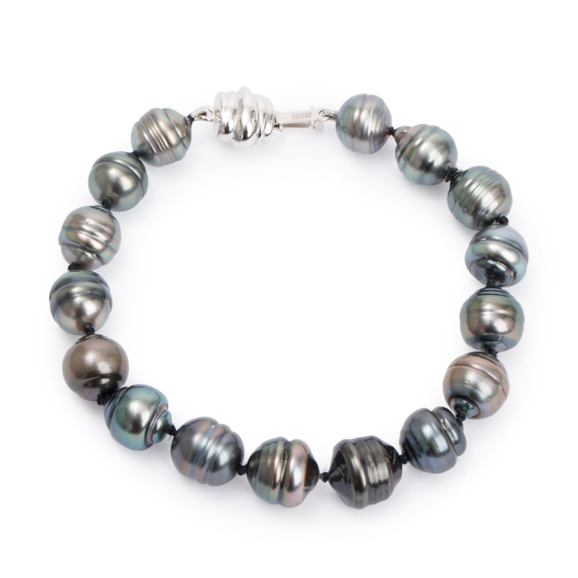 Birks 18k White Gold 8-10 mm Tahitian Pearl Bracelet