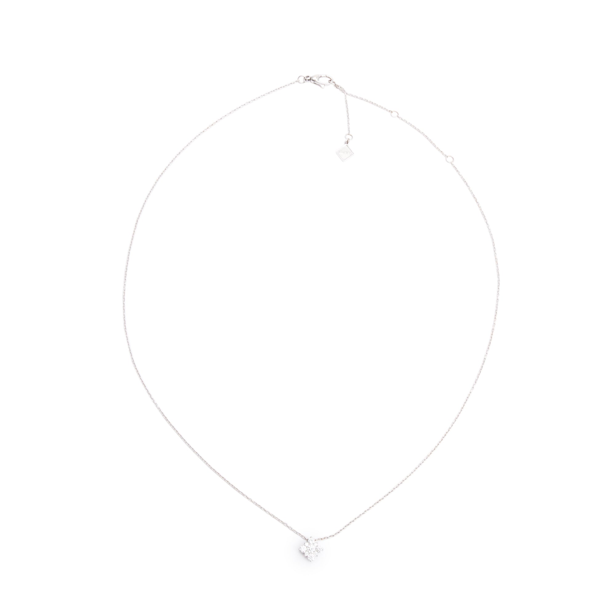 Birks 18k White Gold Cluster Diamond Pendant Necklace w/ Box & Receipt