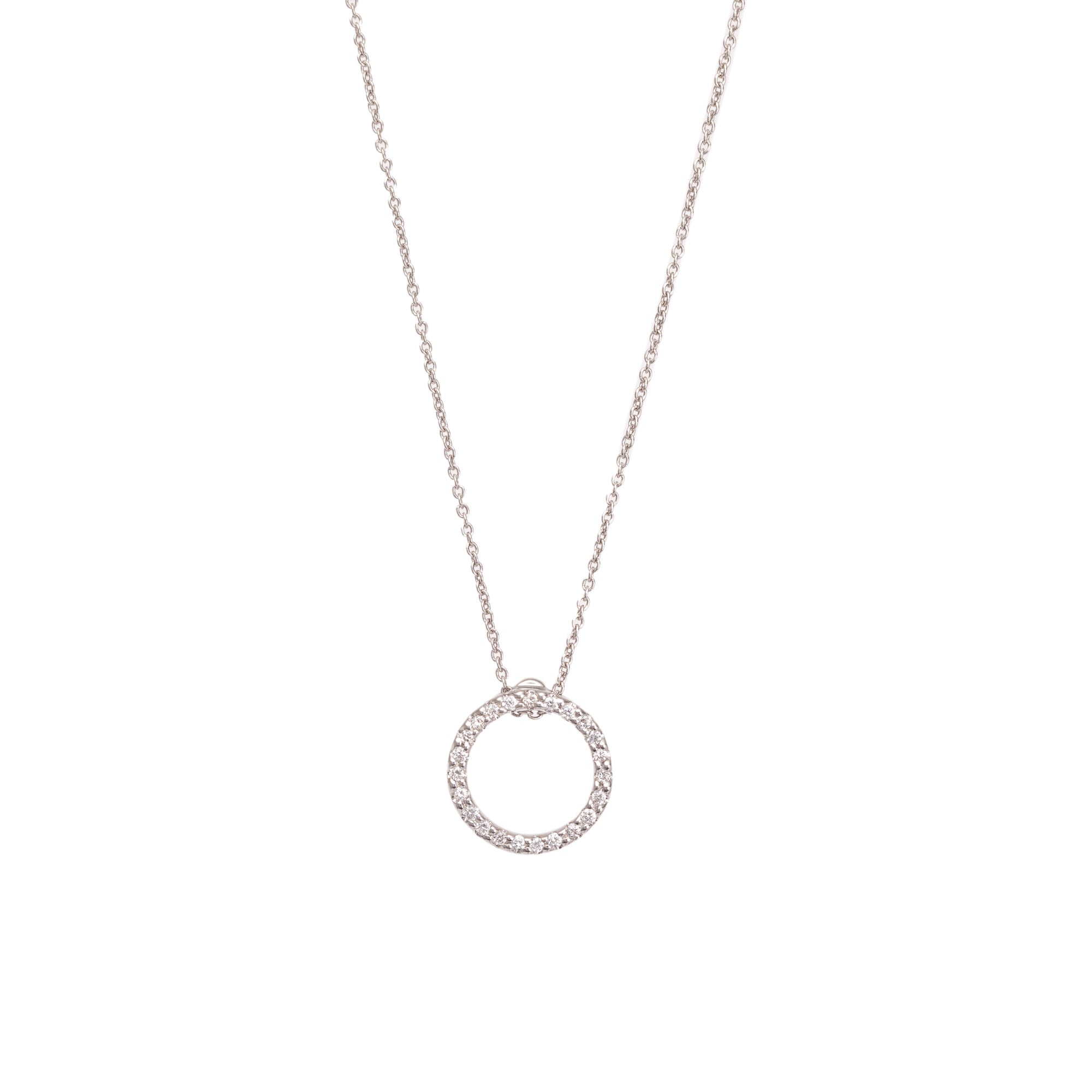 Birks 18k White Gold Diamond Circle of Life Pendant Necklace