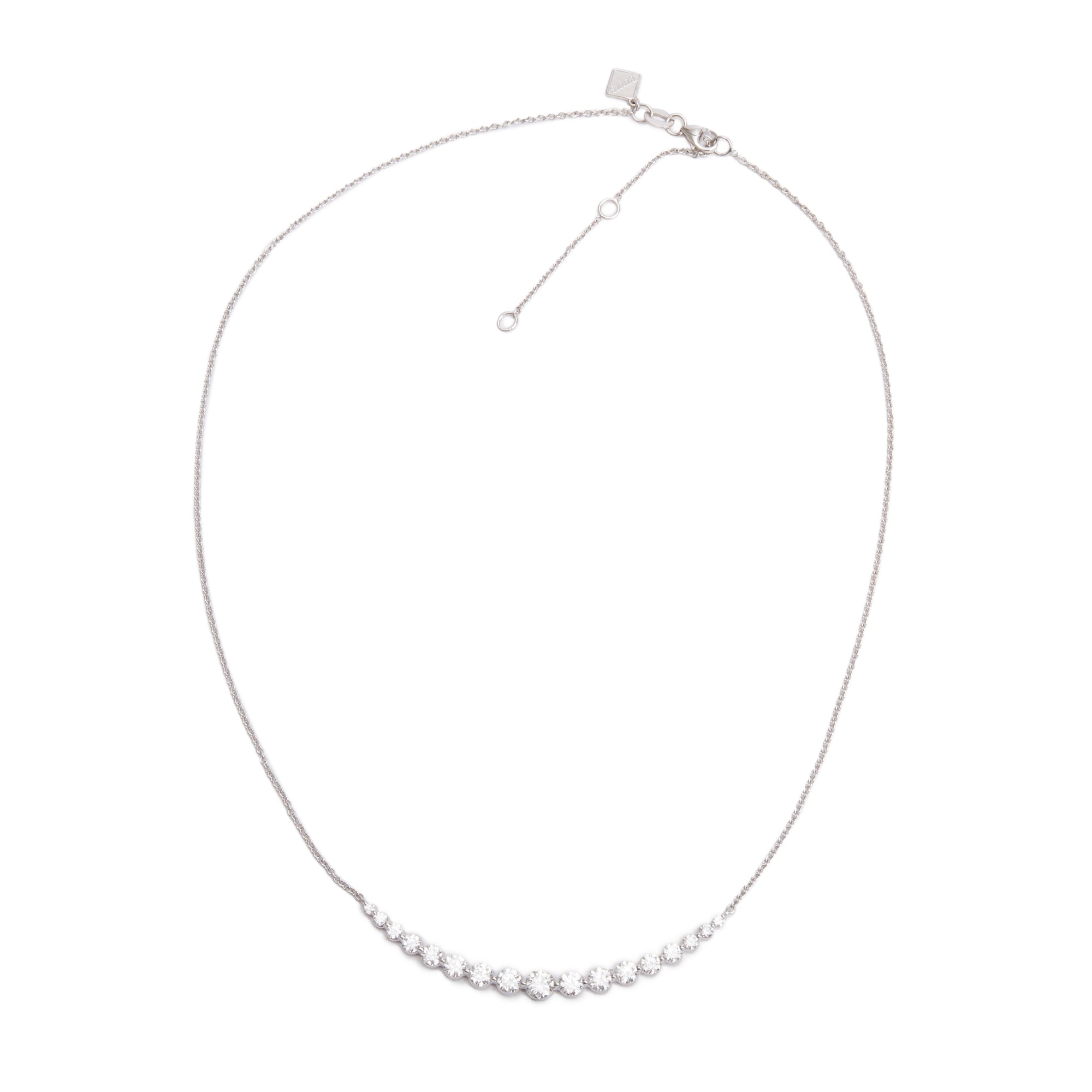 Birks 18k White Gold Graduated Diamond Pendant Necklace w/ Box