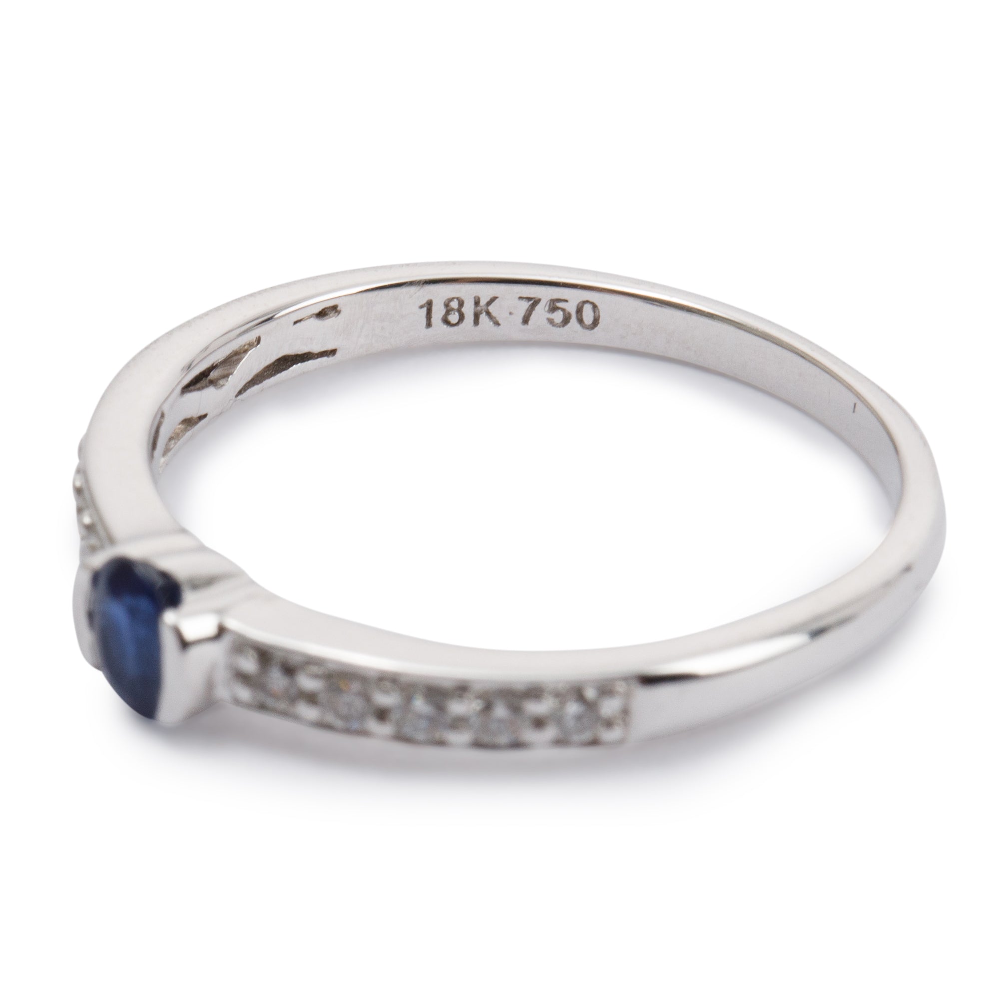 Birks 18k White Gold Sapphire & Diamond Ring w/ Box