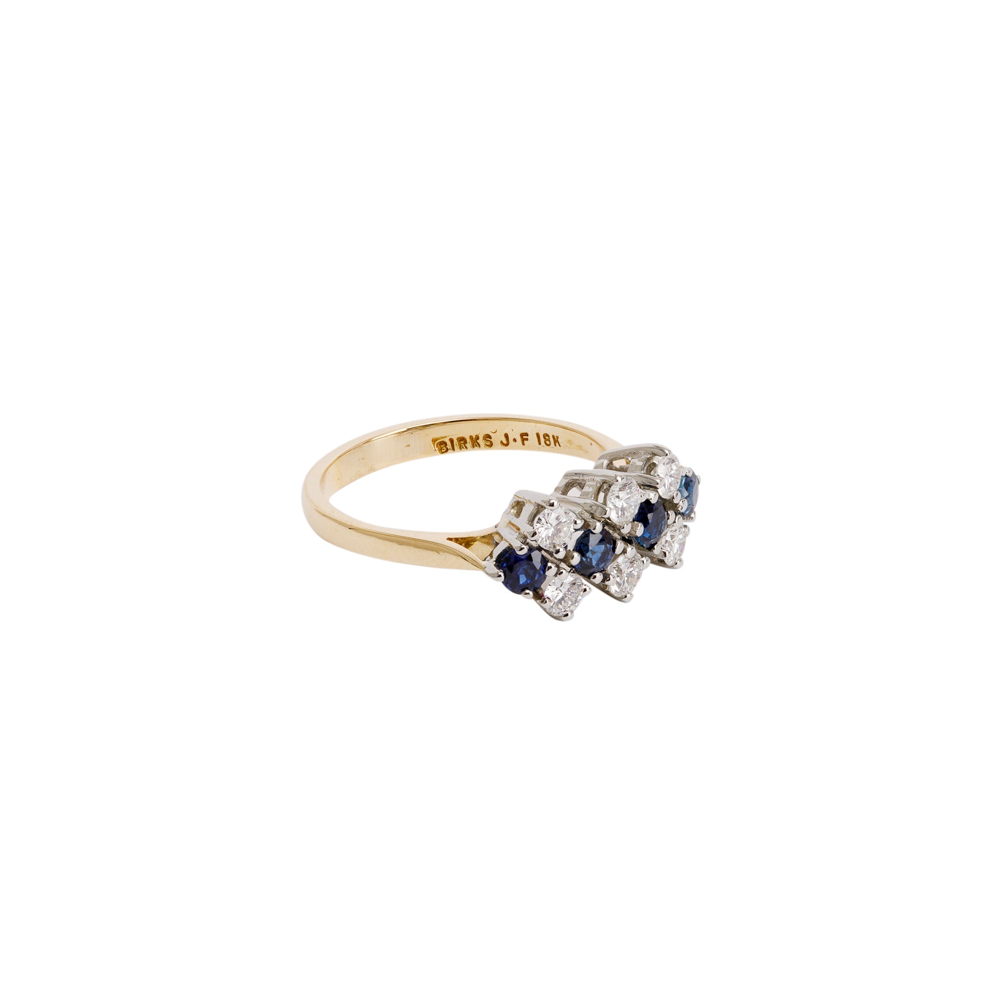 Birks 18k Yellow & White Gold Sapphire & Diamond Ring