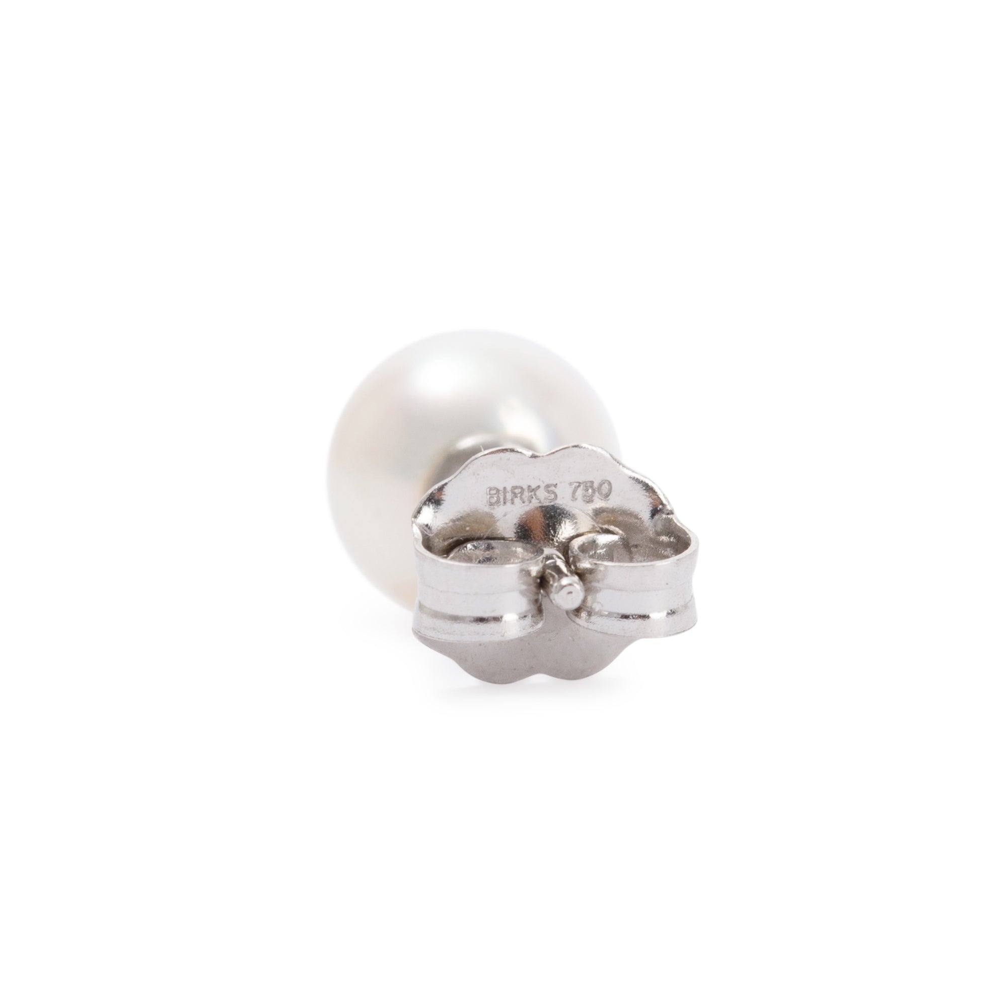 Birks Essential 18k White Gold 5.5-6 MM Akoya Pearl Stud Earrings w/ Box