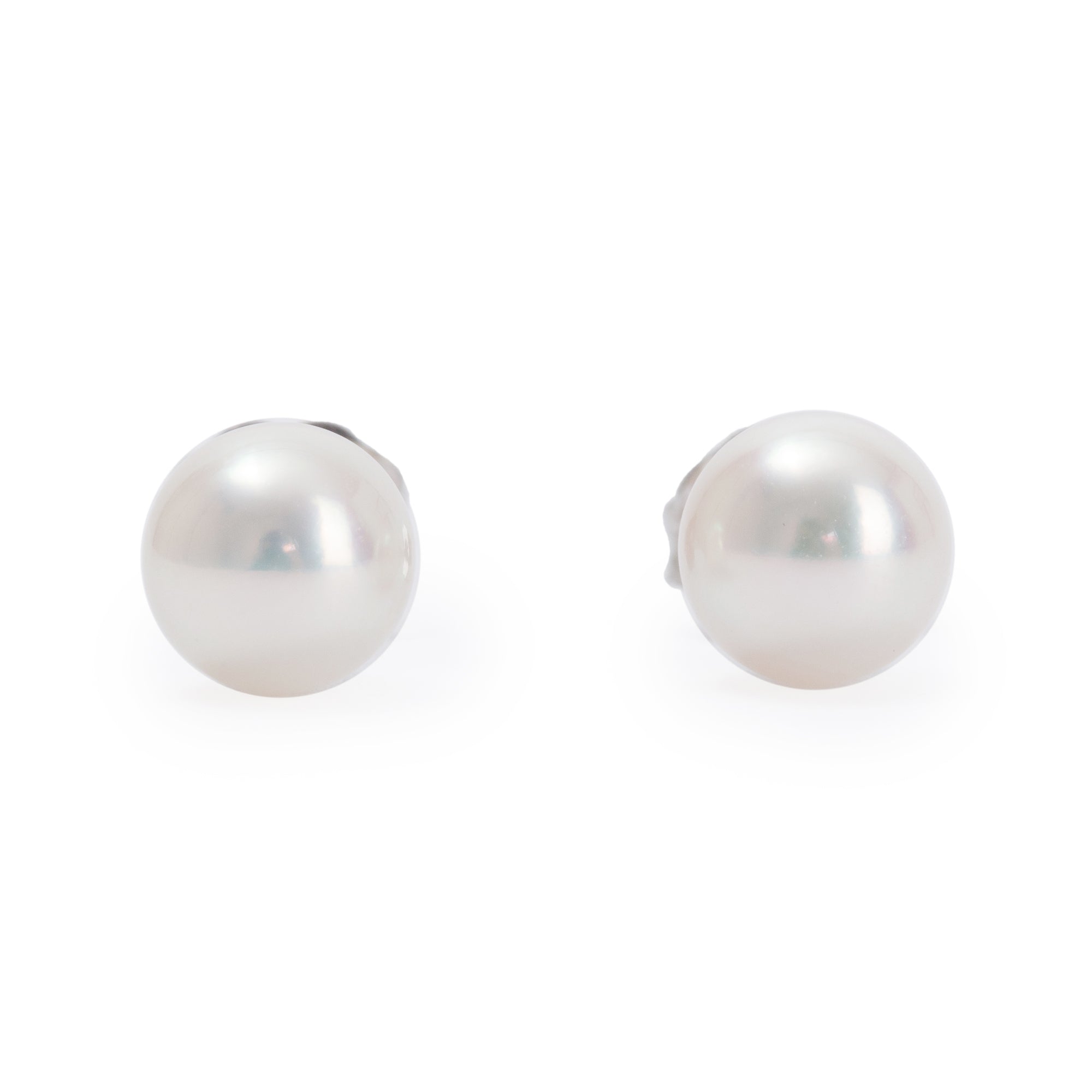 Birks Essential 18k White Gold 5.5-6 MM Akoya Pearl Stud Earrings w/ Box