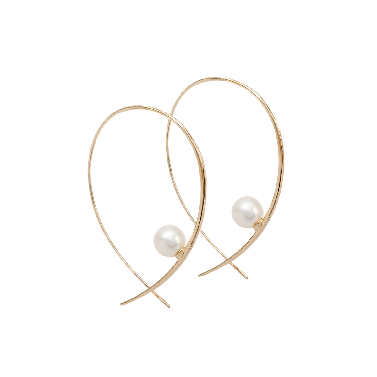 Pearl Branch Hoop Earrings – Gold