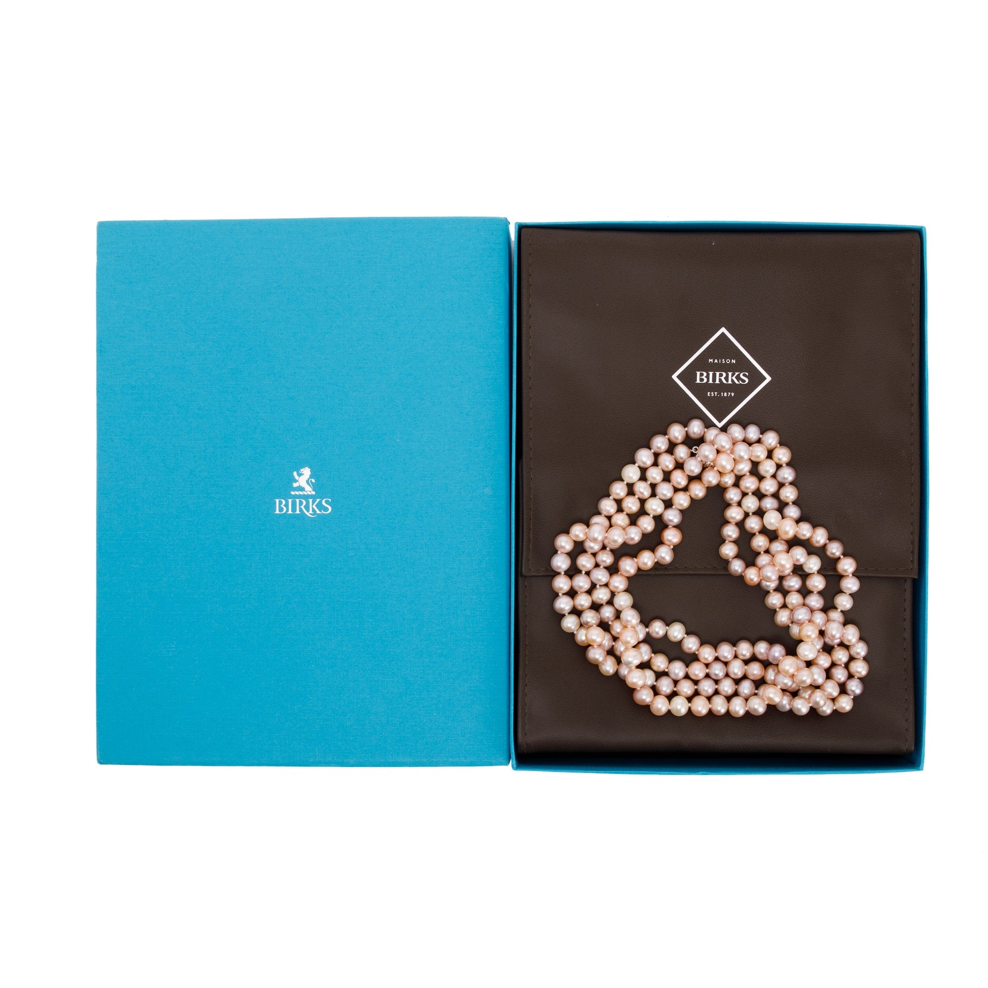 Birks Pearl Necklace, 60" w/ Box