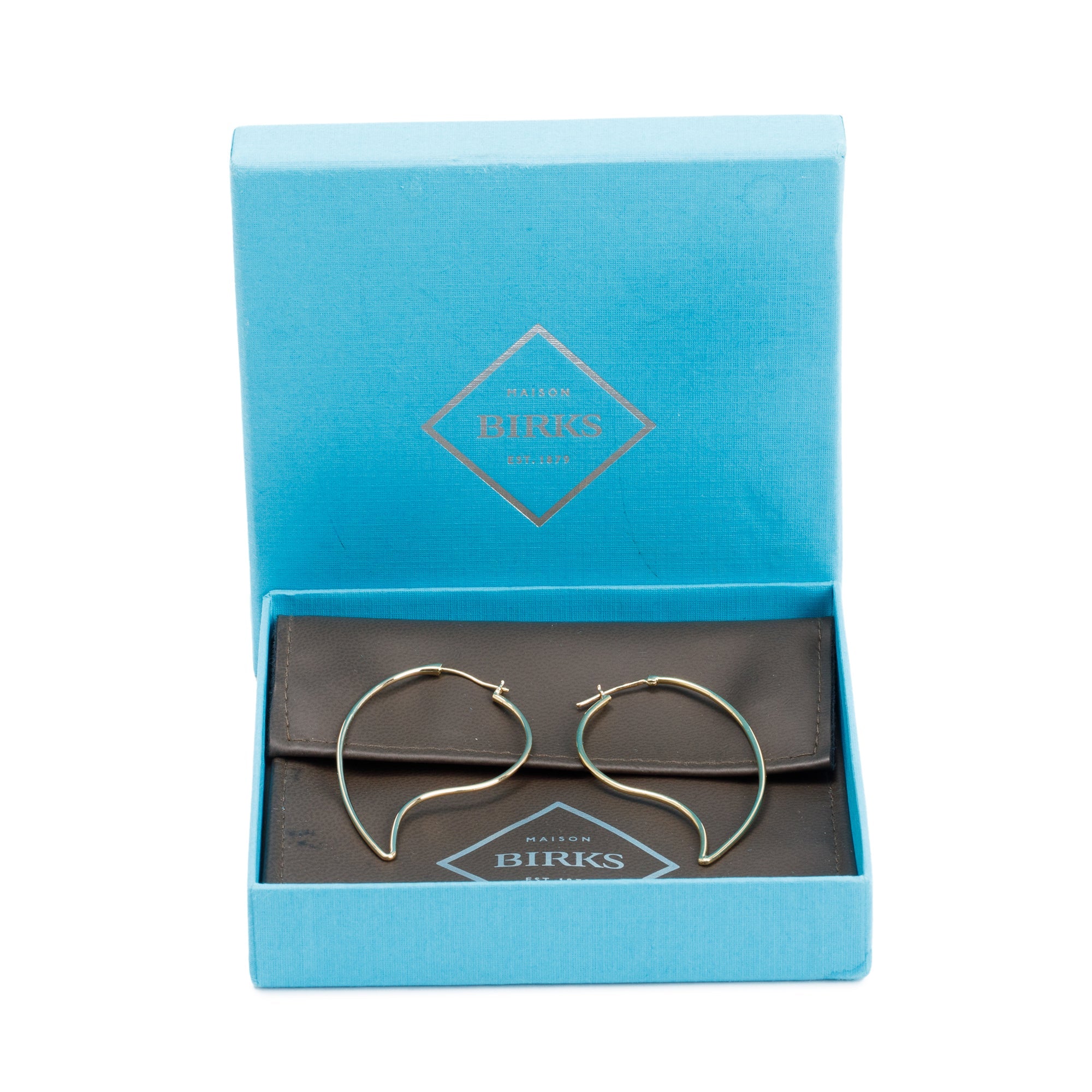 Birks Petale 18k Yellow Gold Large Hoop Earrings w/ Box