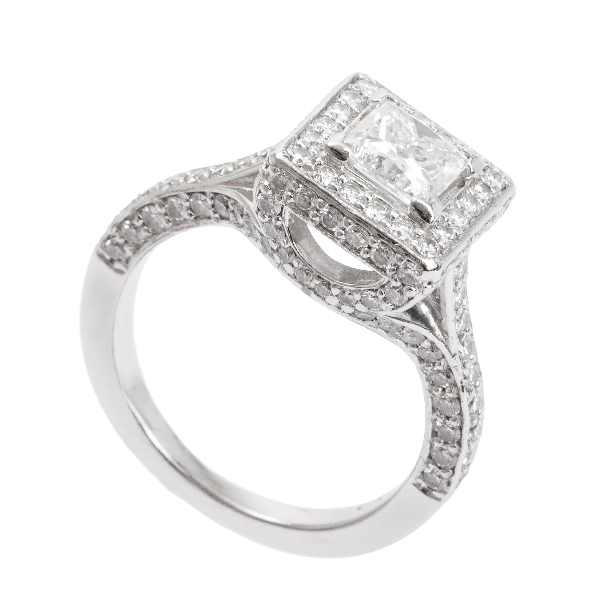 Birks Platinum Princess Cut Diamond Engagement Ring, Size 5 w/ Box