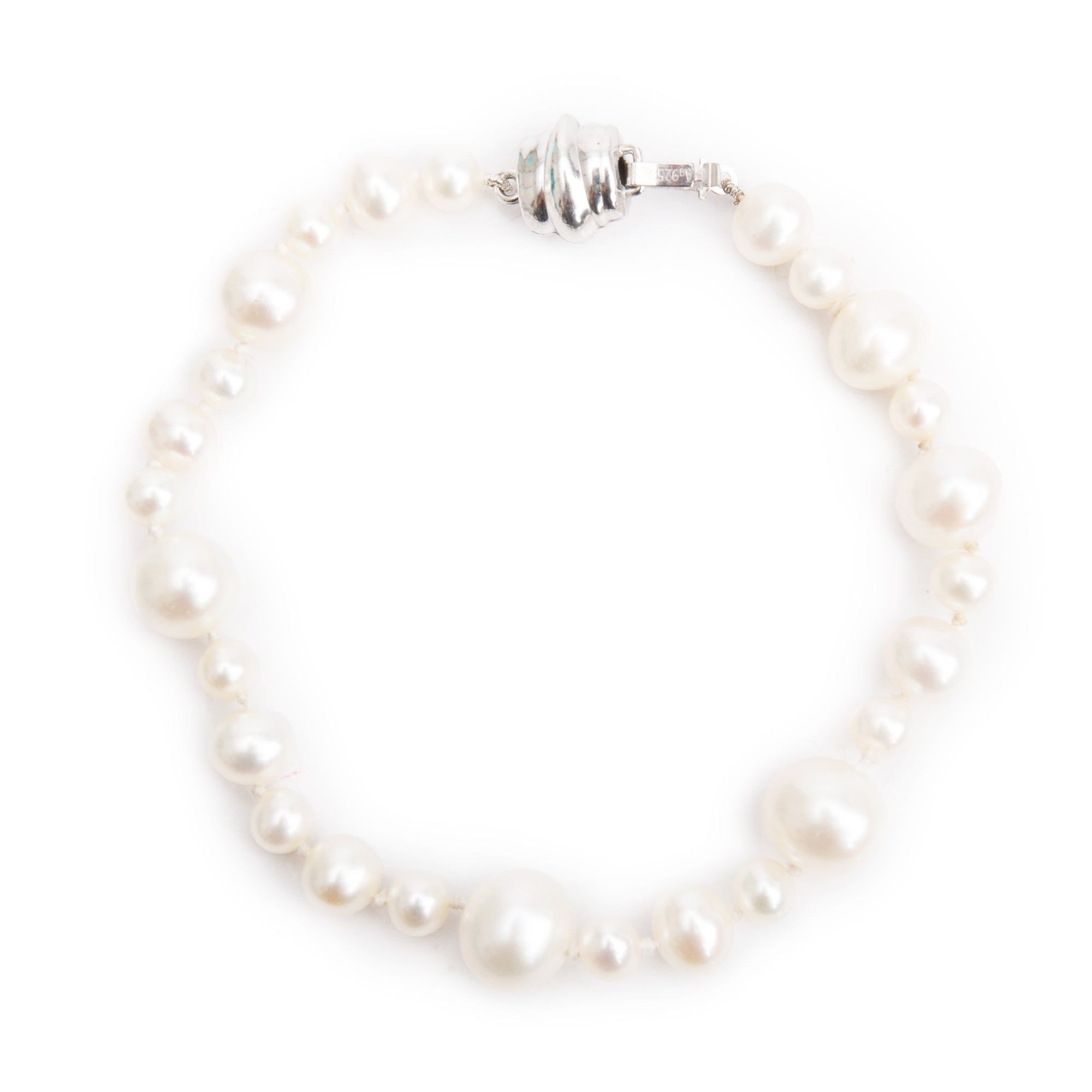 Birks Sterling Silver Graduated Pearl Bracelet w/ Box