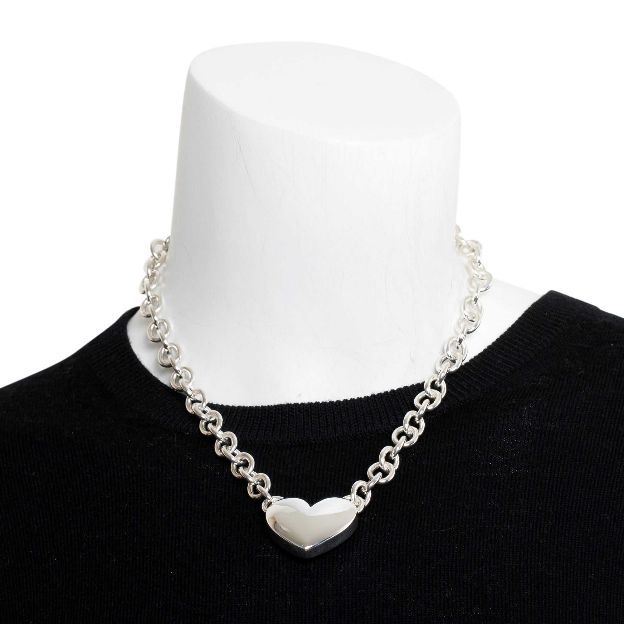 Birks Sterling Silver Large Puffed Heart Necklace