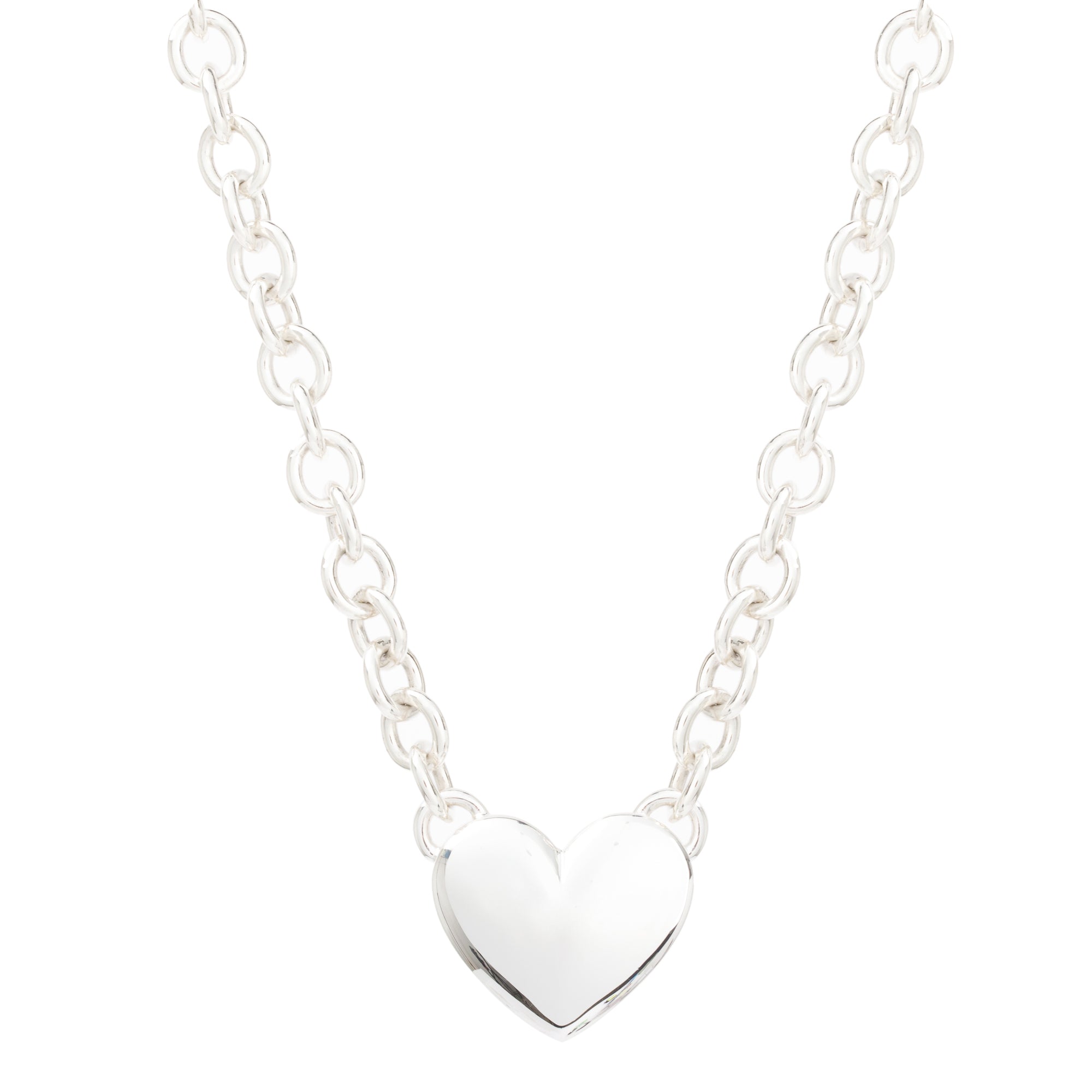 Birks Sterling Silver Large Puffed Heart Necklace
