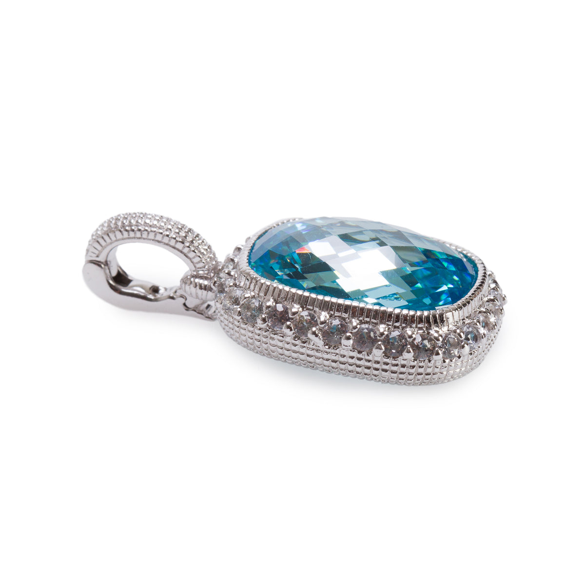 Judith Ripka Sterling Silver Blue Topaz & Cubic Zirconia Pendant Enhancer