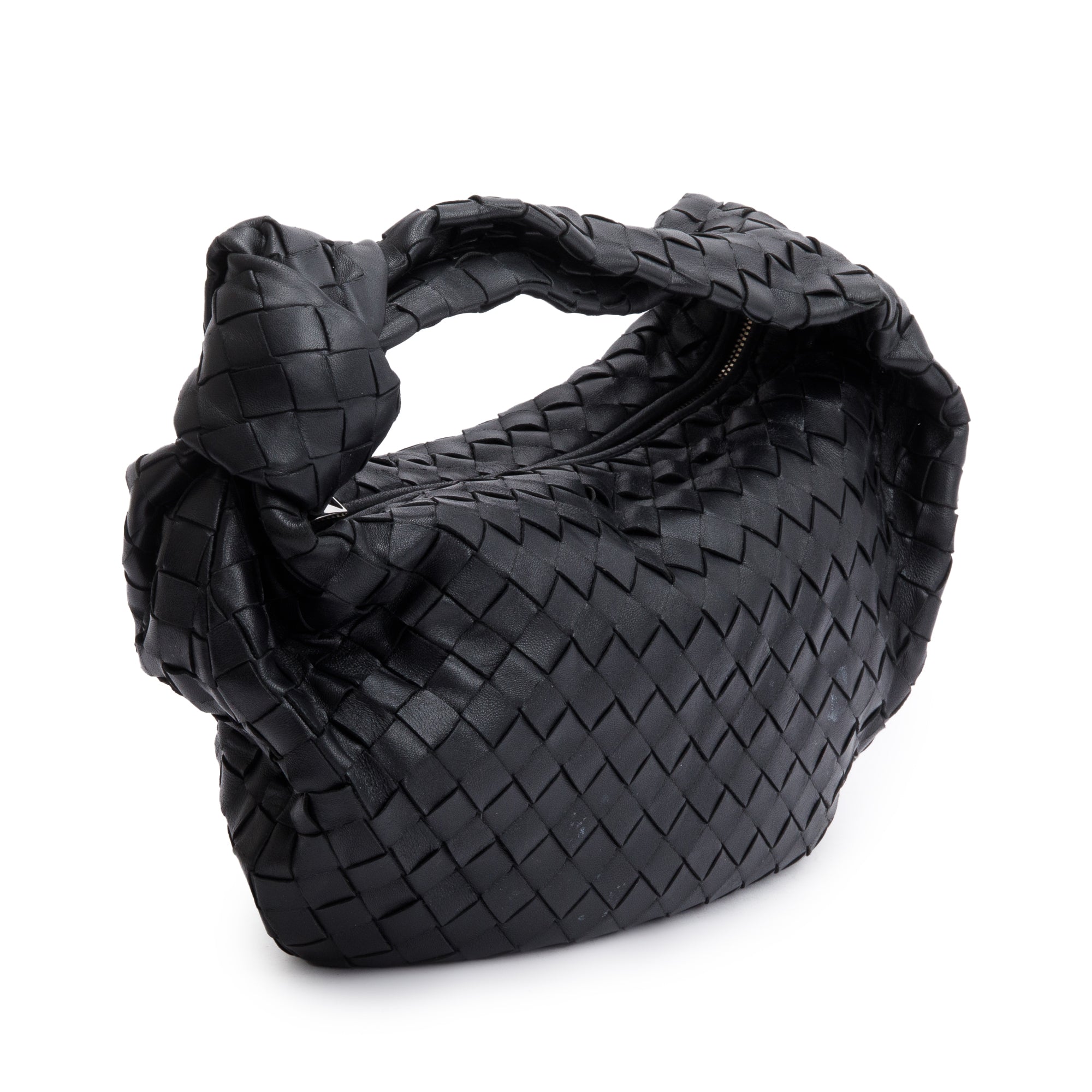 Bottega 2023 Veneta Black Intrecciato Leather Teen Jodie Bag w/ Receipt & Authenticity Card