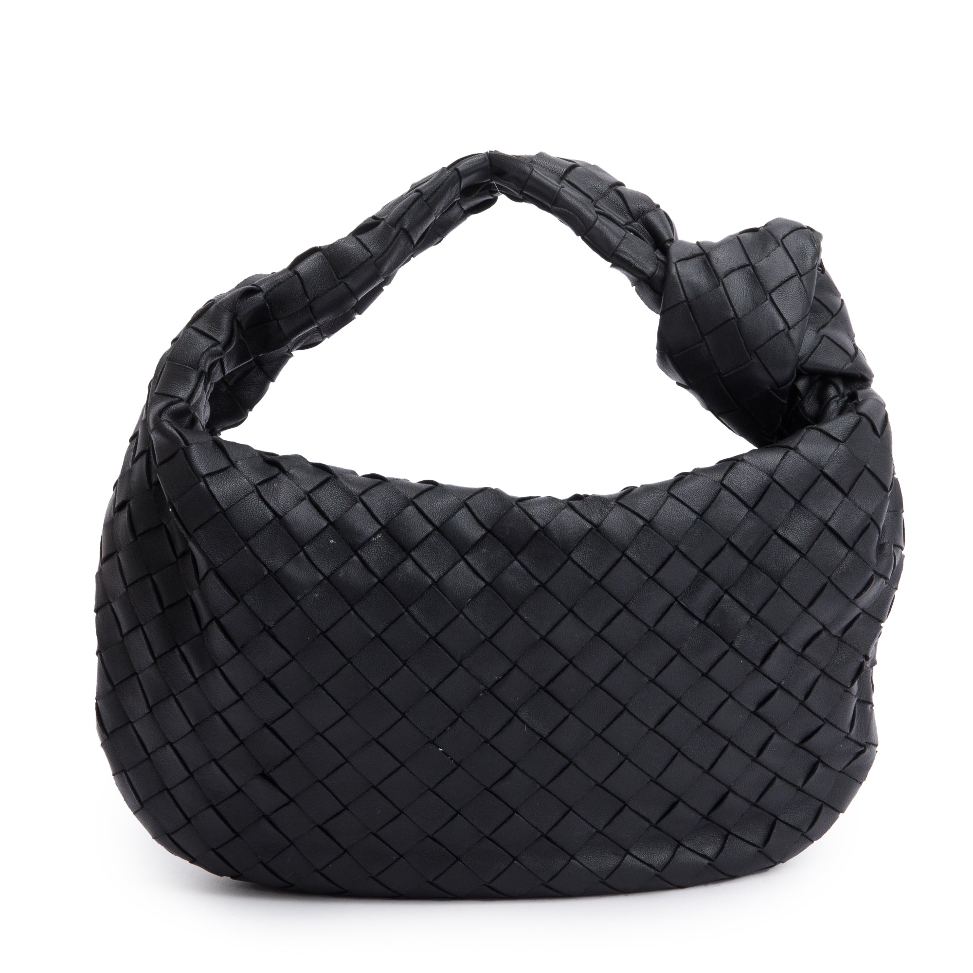 Bottega 2023 Veneta Black Intrecciato Leather Teen Jodie Bag w/ Receipt & Authenticity Card