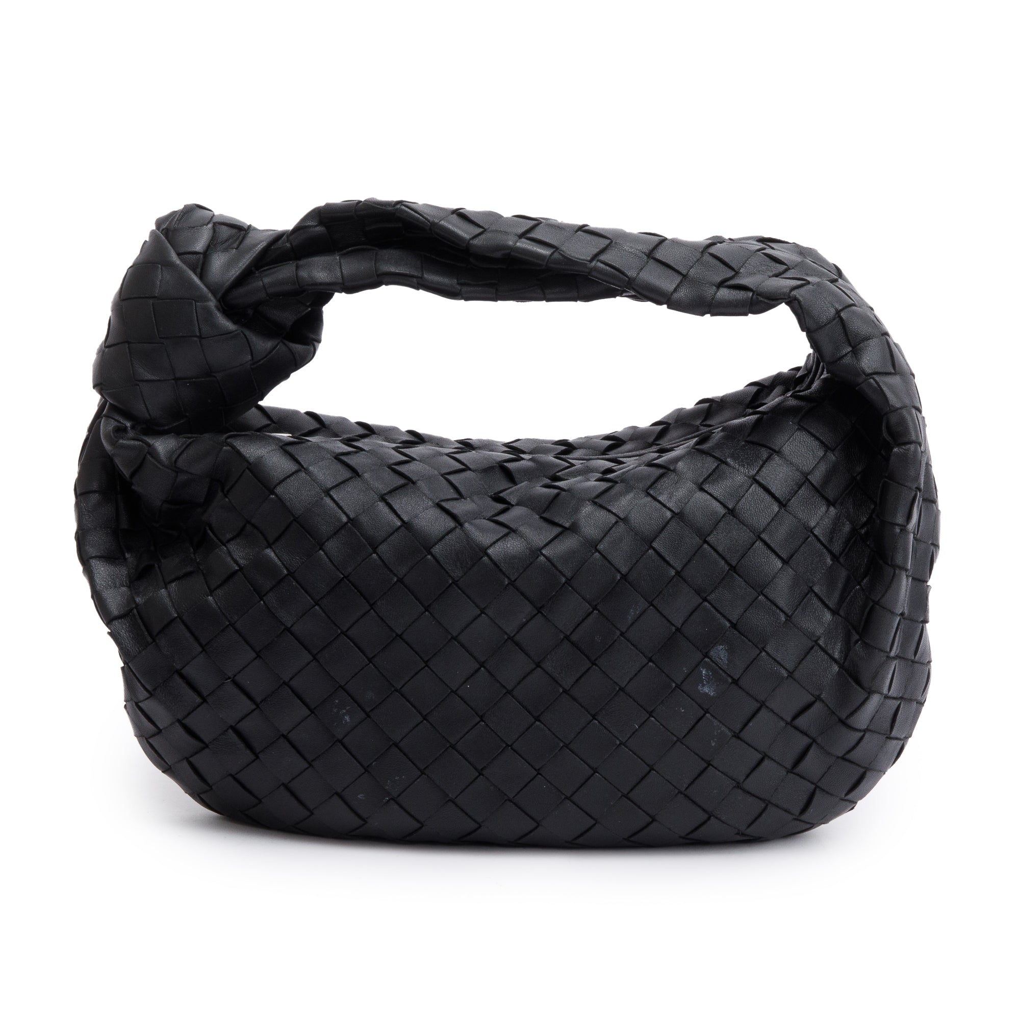 Bottega 2023 Veneta Black Intrecciato Leather Teen Jodie Bag w/ Receipt & Authenticity Card