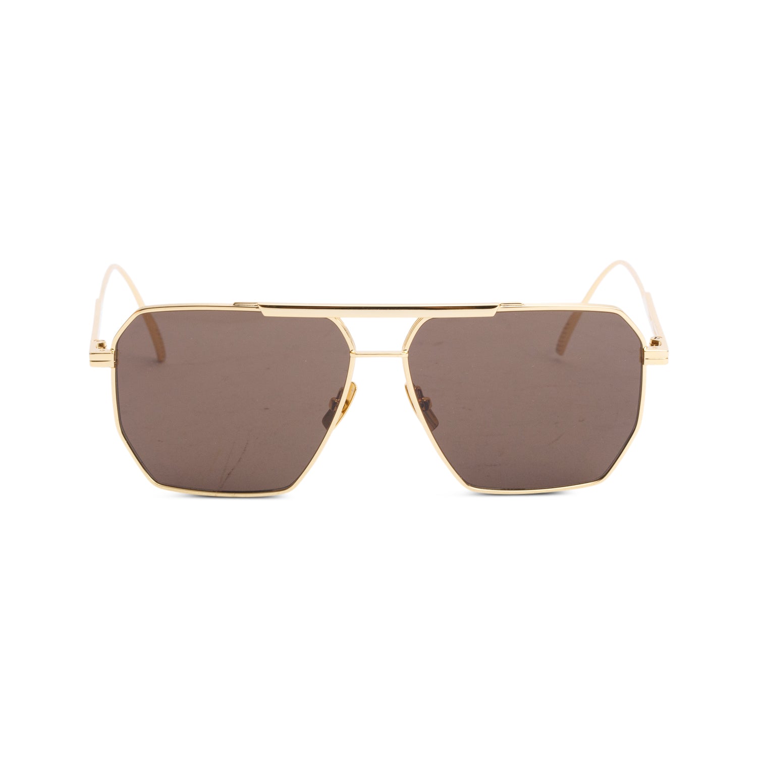 Bottega Veneta BV1012S Gold Tone Metal Aviator Sunglasses w/ Box & Case